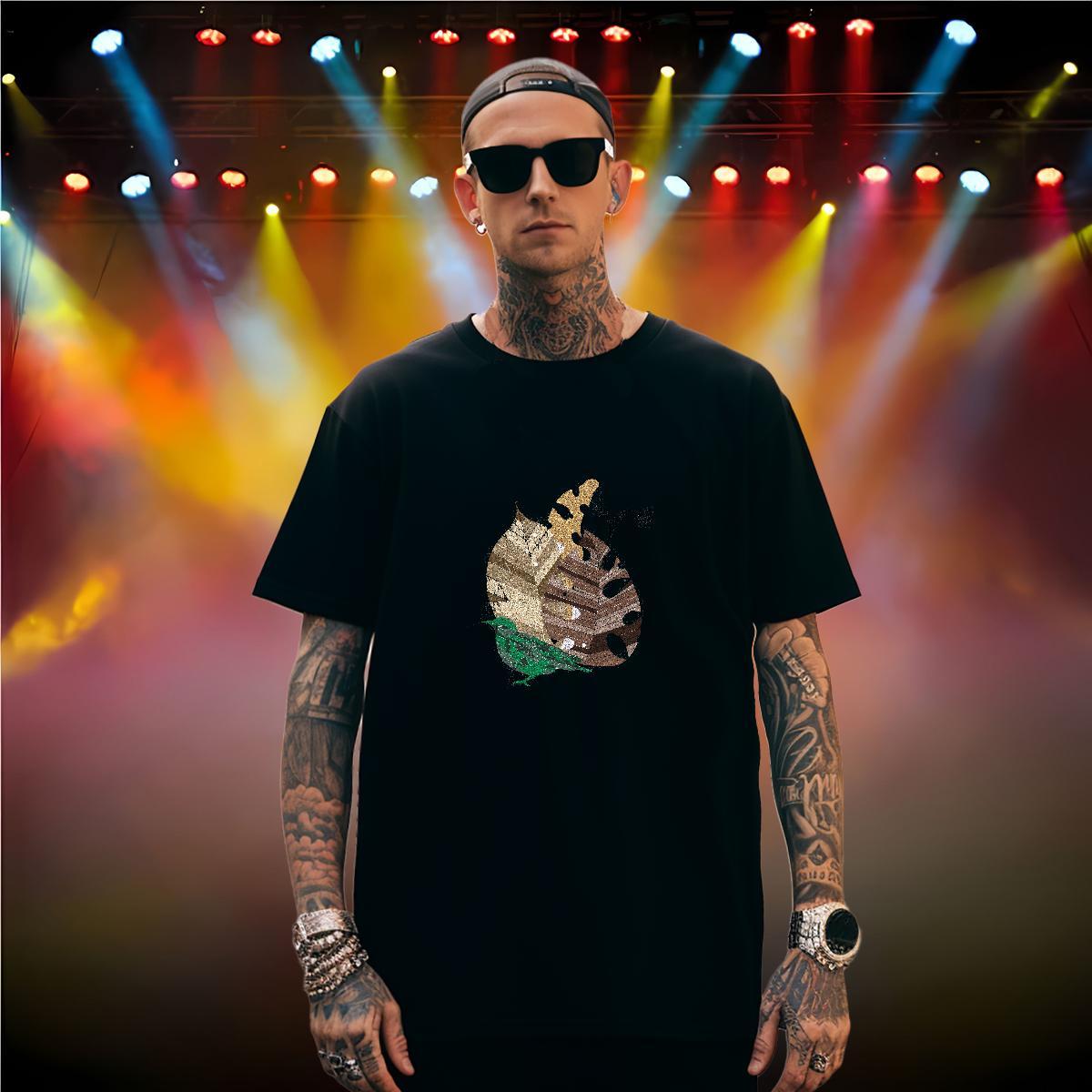 Mens T Shirts 100% Cotton 230g painting Hip Hop Breathable Short Sleeve Graphic Men Clothes T-Shirt 2024 New Soft Top Tees