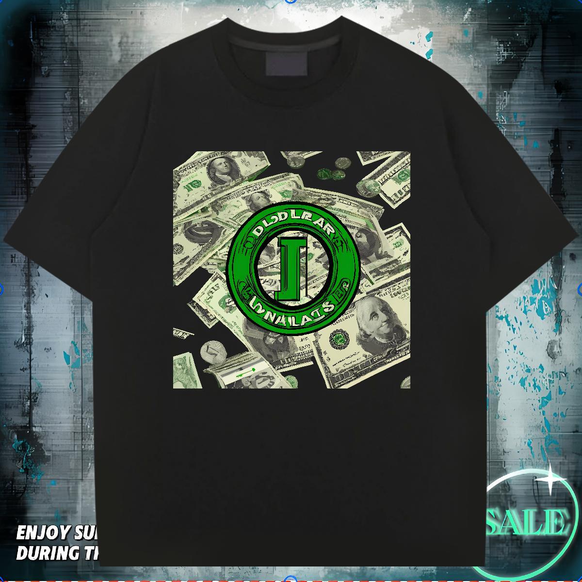 Classic Casual T-Shirts money Clothings 230g 100% Cotton Spring Summer Loose Custom Cartoon Breathable Crew Neck Tshirts