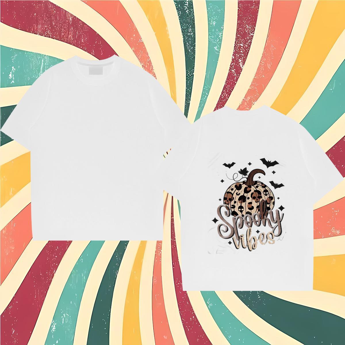 2024 Summer Men T Shirts 230g Cotton pumpkin Street wear Hip Hop Clothings Crew Neck Comfortable Men Clothes T-Shirt Asian Size