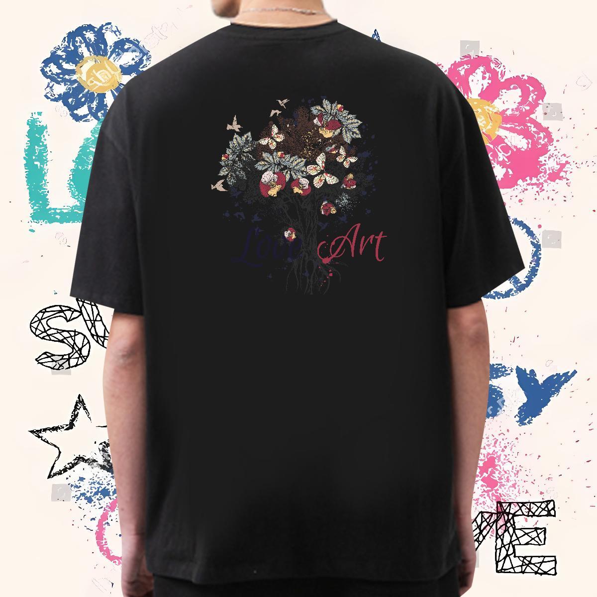 Classic Casual T Shirt For Man 230g Pure Cotton tree Casual Daily Wear Clothes Breathable Short Sleeve Free Shipping Men Clothes T-Shirt Custom Printi