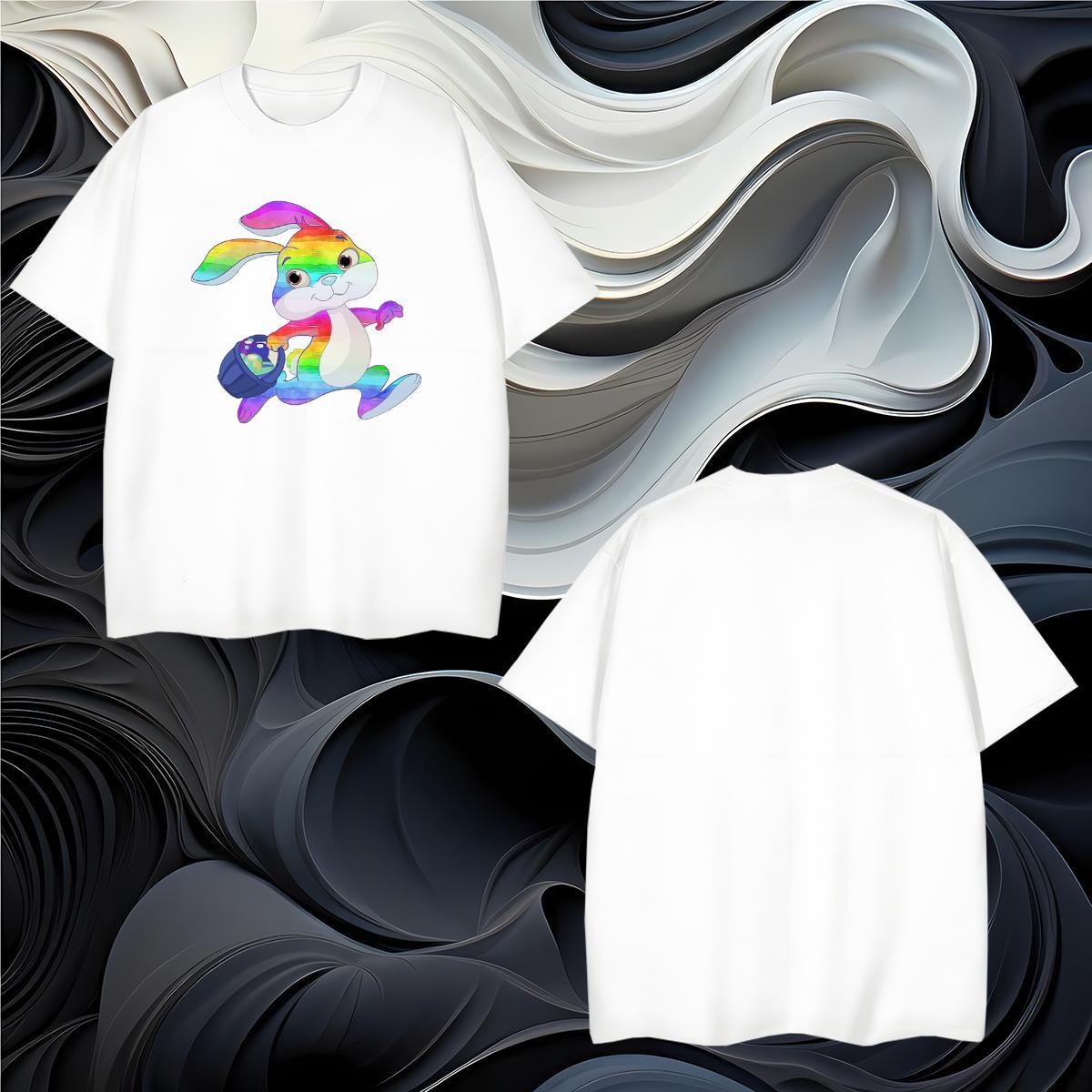 Customized Man T Shirts 230g Cotton rabbit Casual Beach Tops Breathable Soft Classic Couples T Shirts DIY Anime