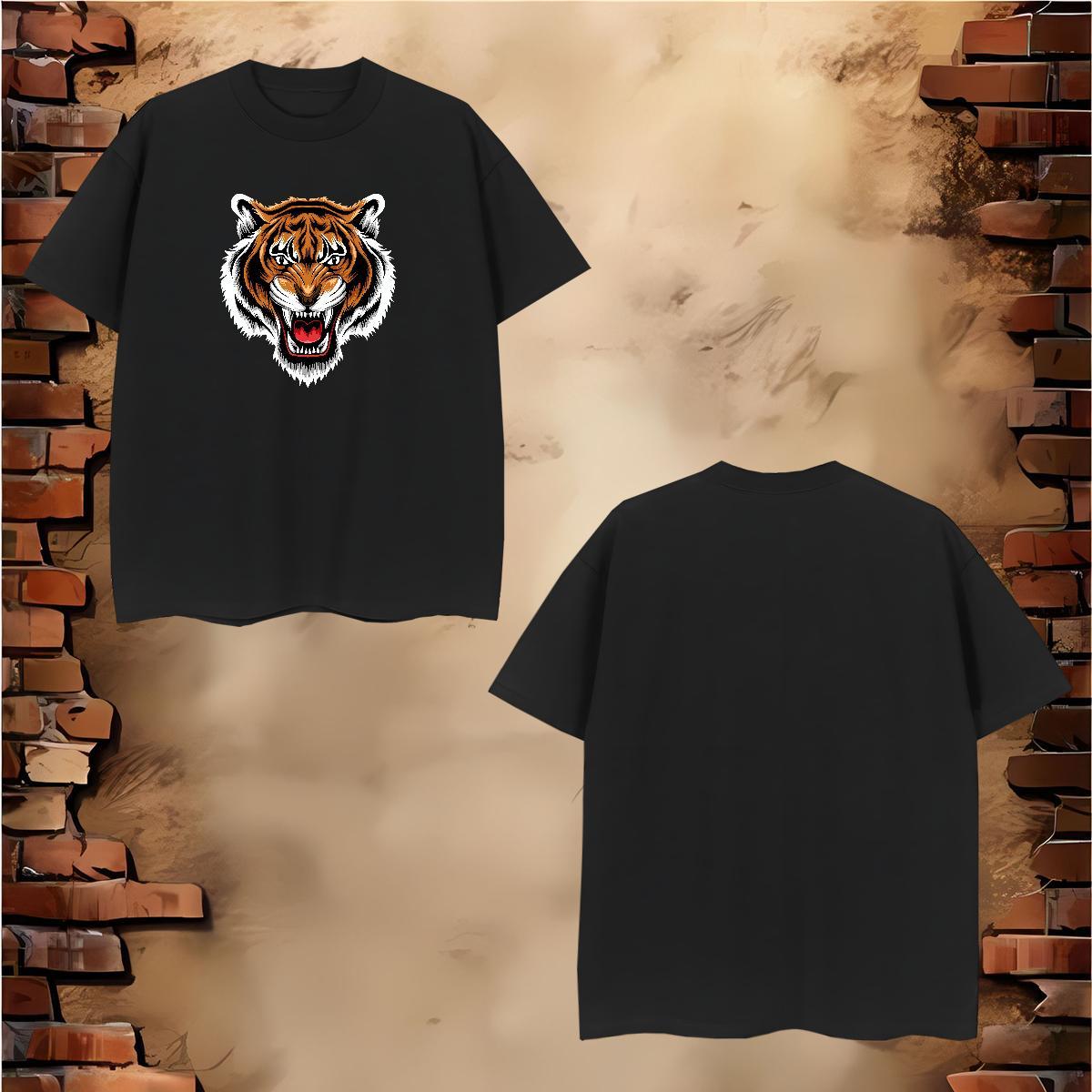 T Shirt For Man 100% Cotton 230g ferocity Summer Casual Breathable Crew Neck Plus Size Cartoon Couples T Shirts Fashion New Popular Tops