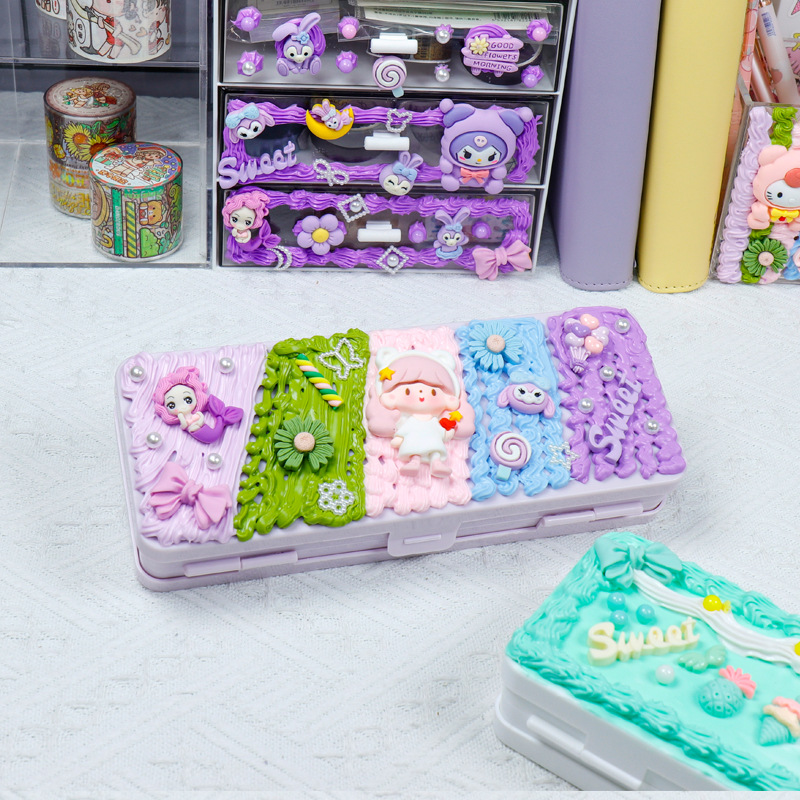 Cream Gel Stationery Box Material Pack DIY Handmade Pencil Box Internet Celebrity Creative Children's Puzzle Toy Set