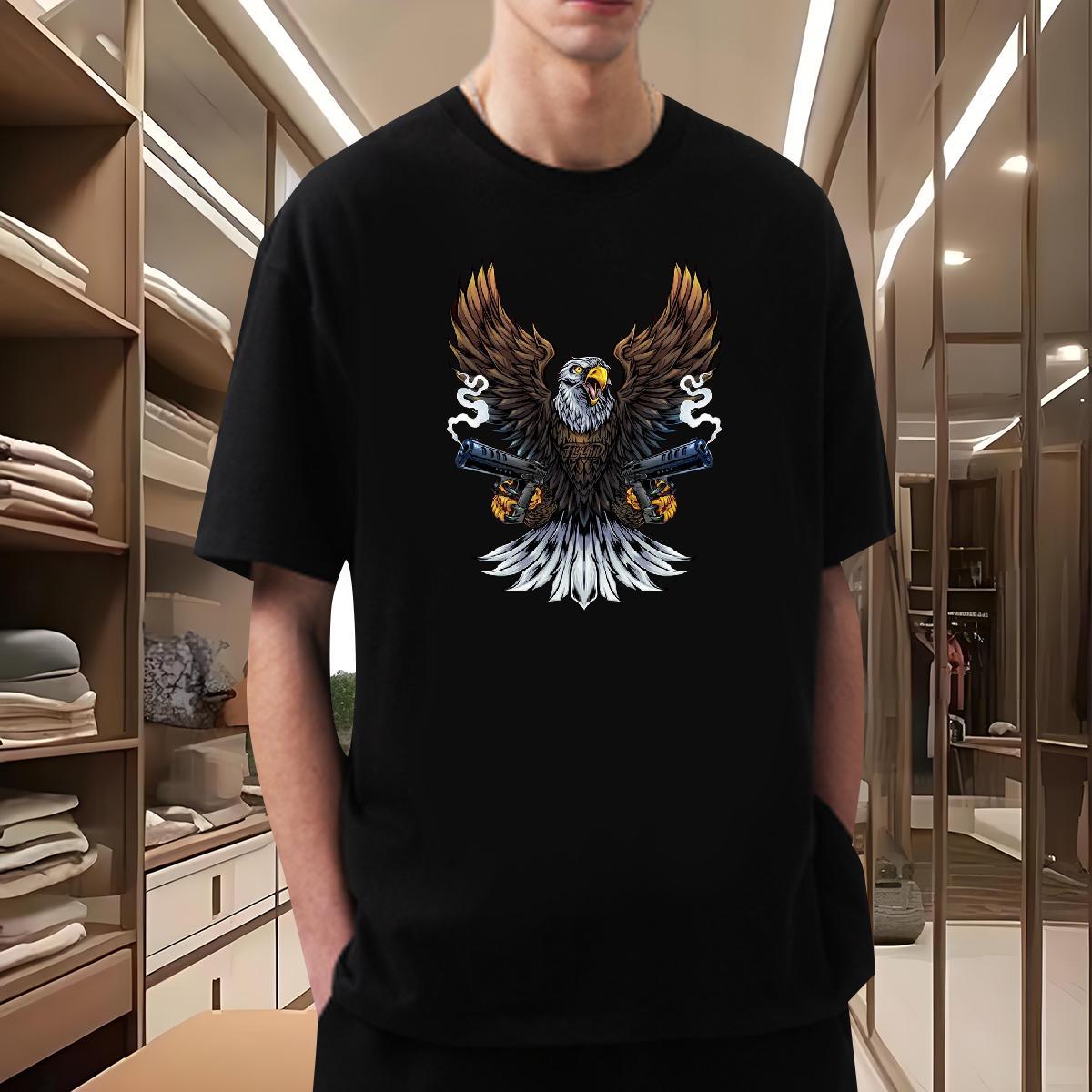 T Shirt For Man 230g Pure Cotton eagle Anime Printing Street Crew Neck Custom Anime Men Tees New Designer Loose Fit Tops