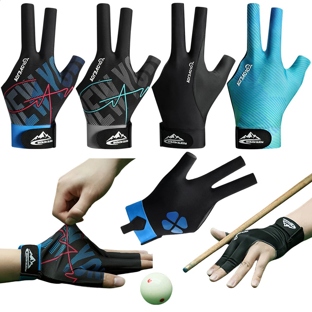Billiards Glove Left Hand Three Finger Snooker Billiard Glove Non Slip Stickers Elasticity Billiard Training Gloves Accessories 240805