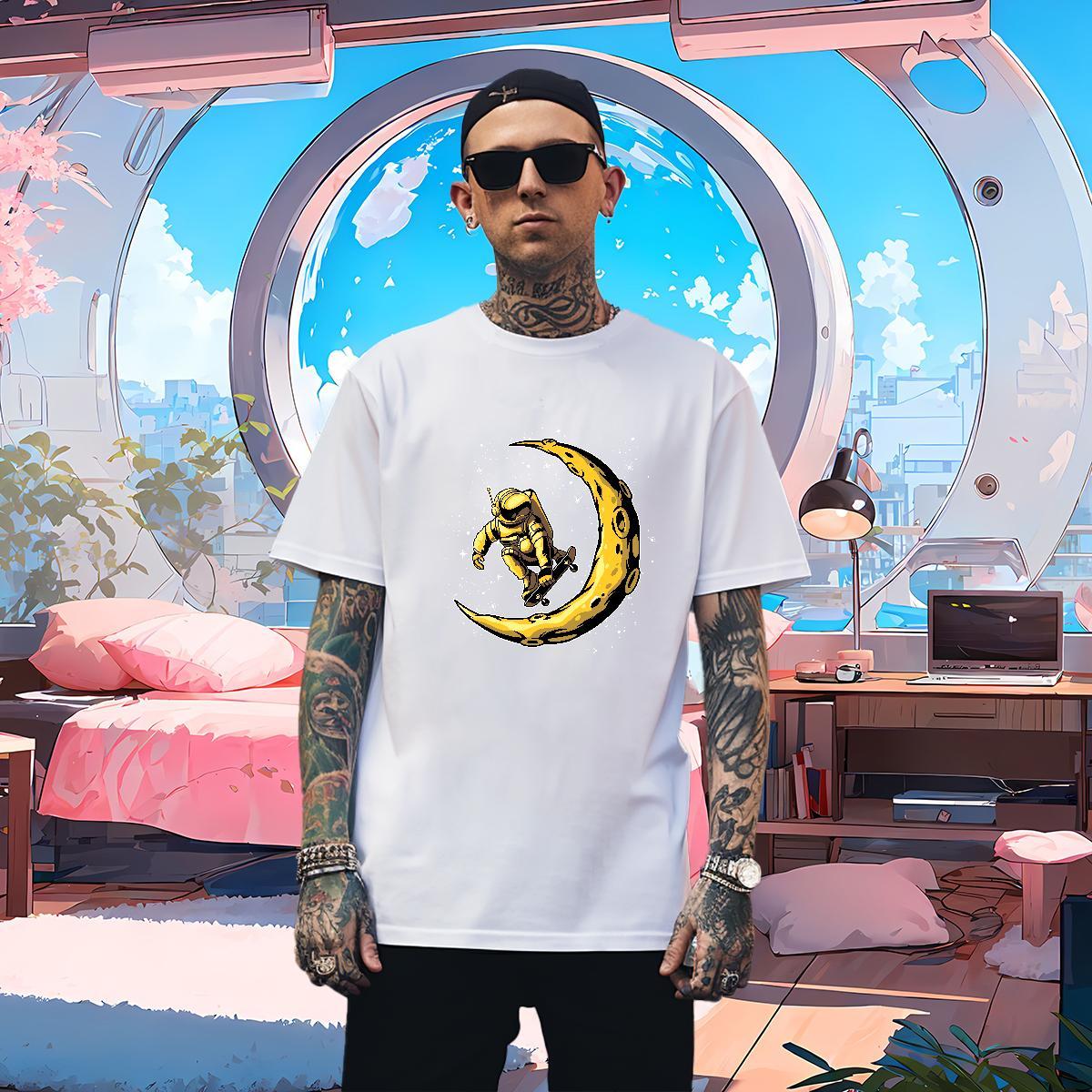 Mens T Shirts 230g Pure Cotton universe Sport Breathable Crew Neck Oversized 4XL Men Tops Tees Casual New Brand Polos