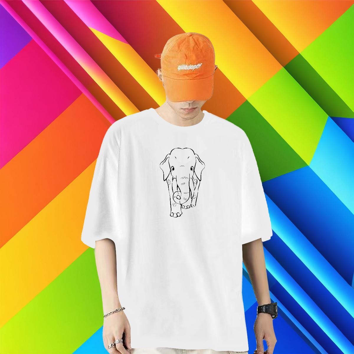 Free Shipping T-Shirts 100% Cotton 230g Elephant Spring Summer Tees Crew Neck TOP Quality Tshirt for Man Woman Anime Print