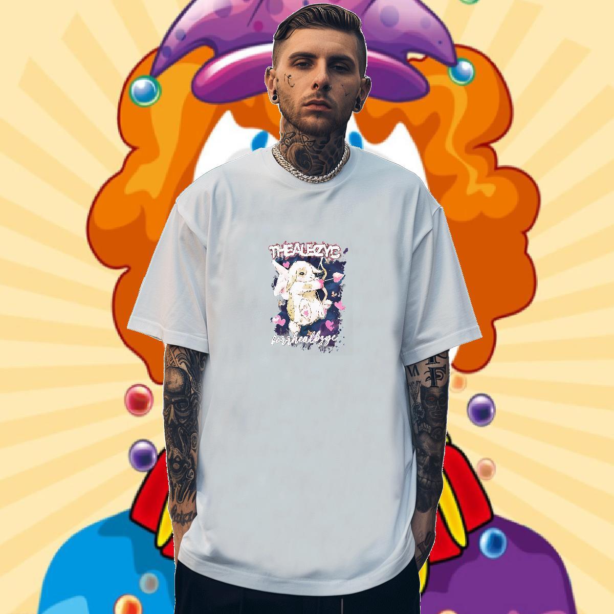 2024 New T-Shirts 100% Cotton 230g rabbit Anime Printing Street Tops Crew Neck Breathable High Quality Tshirts DIY