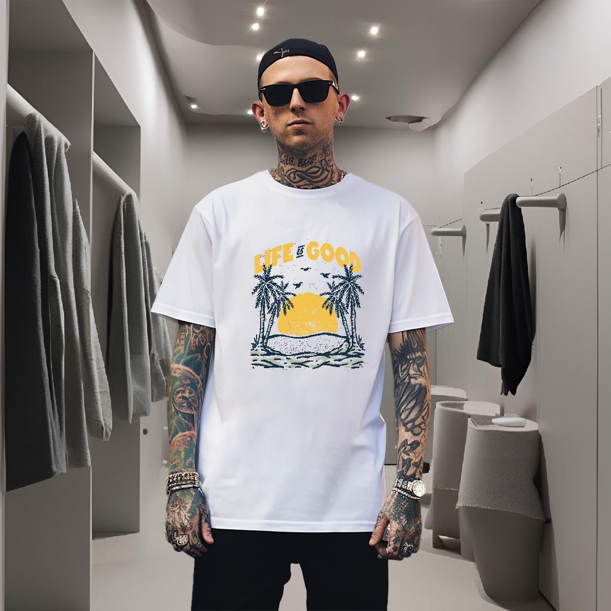 T Shirts Men 230g 100% Cotton tree Hip Hop Crew Neck Breathable Custom Big Size Men Tshirts DIY Unisex Top Tees