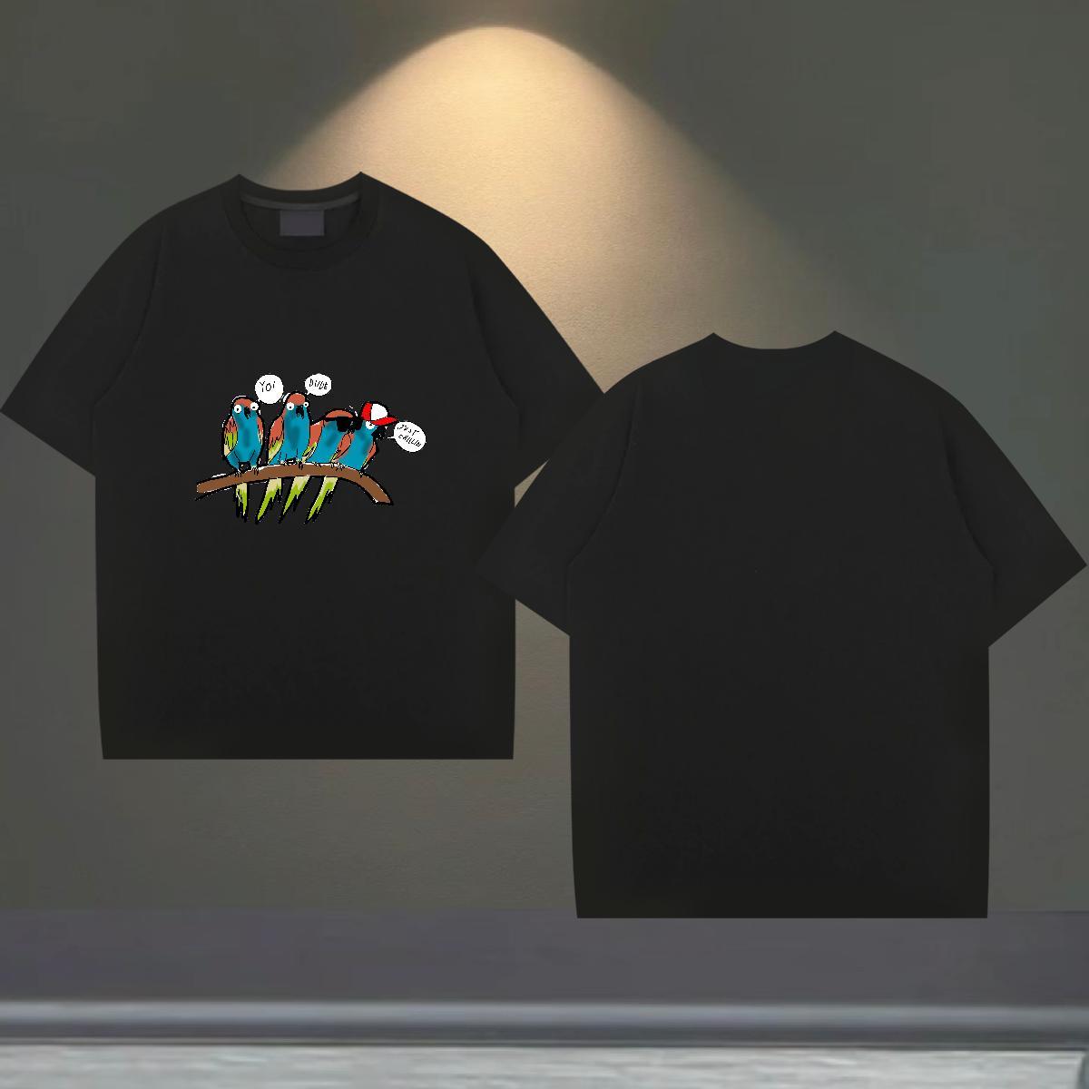 Wholesale Men T Shirts 230g 100% Cotton bird Home Outdoor Wear Breathable Short Sleeve Free Shipping Couples T Shirts DIY Anime