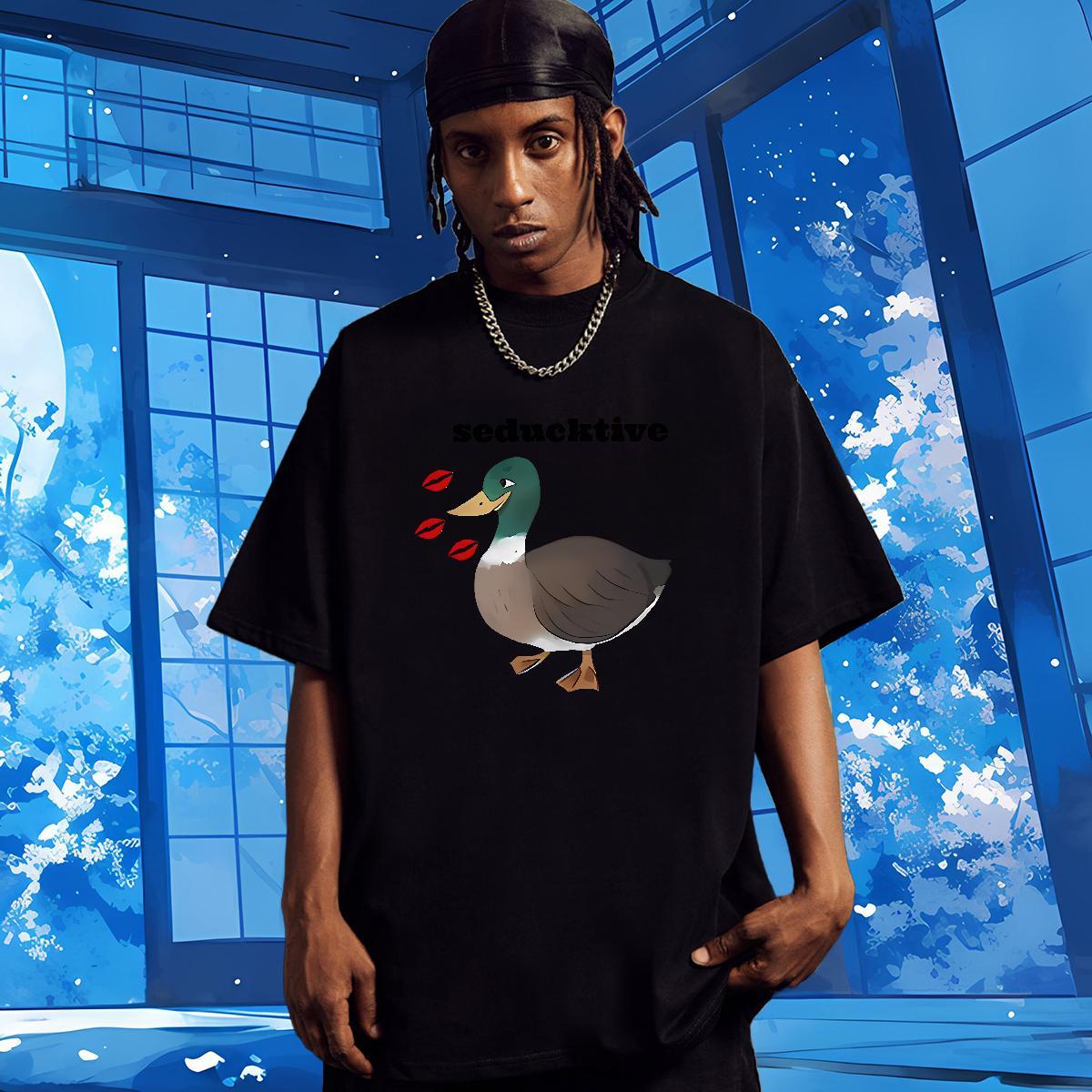 Fashion Designer Man T Shirts 230g 100% Cotton duck Anime Printing Street Clothes Round Neck Short Sleeve Loose Men Clothes T-Shirt Black White