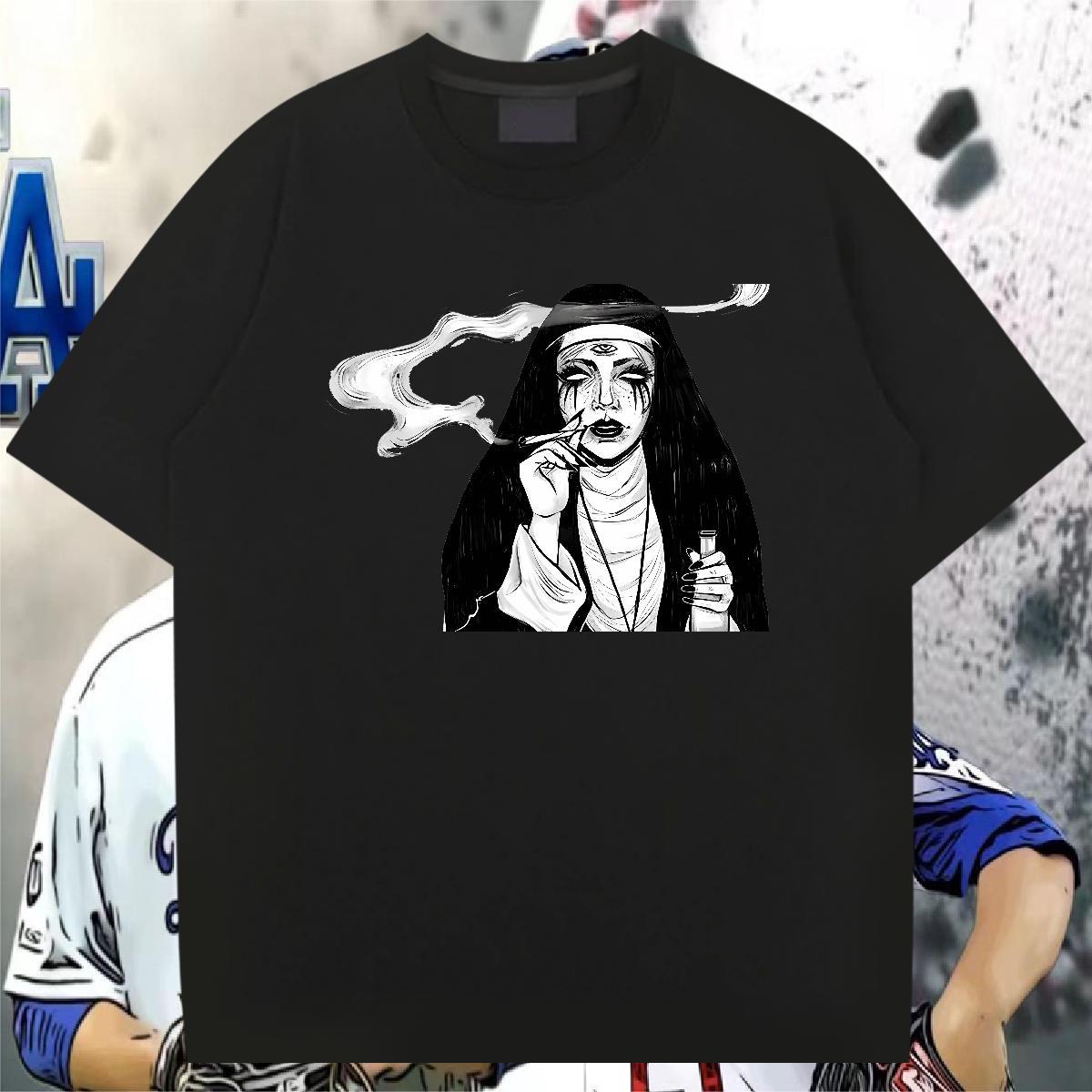 Mens T Shirts 230g Cotton nun Summer Casual O-Neck Short Sleeve Custom Cartoon Tshirt for Man Woman 2024 New TOP Quality Tops Tees