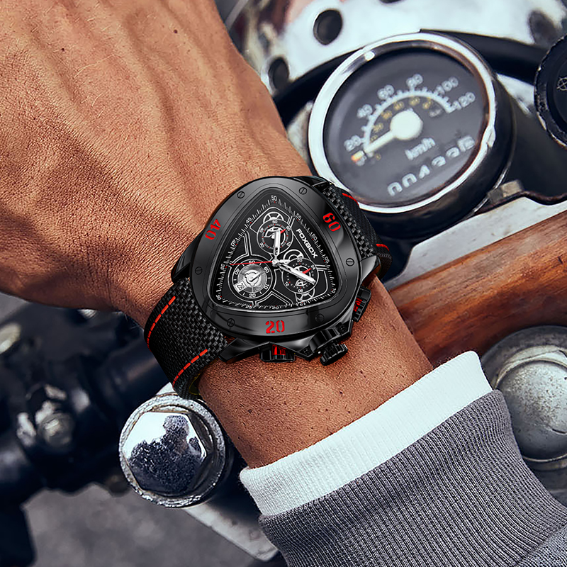 LIGE Men's Quartz Watch Personalized Triangle case Quality Braided strap Multi-function waterproof watch Men's Sports Clock Life waterproof 