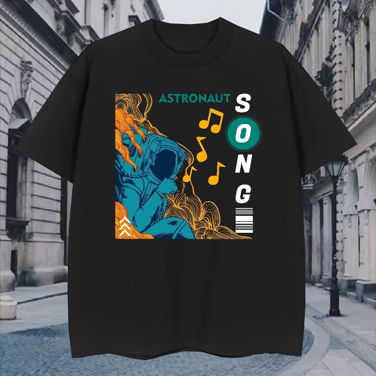 T-Shirts for Men 230g Cotton cosmonaut Street wear Hip Hop Crew Neck Breathable Anime Men Tees Fashion Casual Designer Top Tees