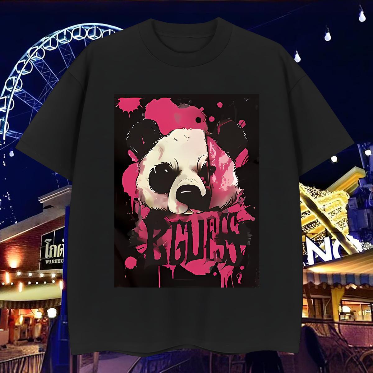 2024 DIY T shirt 230g Pure Cotton panda Street Casual Clothes Short Sleeve O-Neck Free Shipping Men Tops Tees Skull