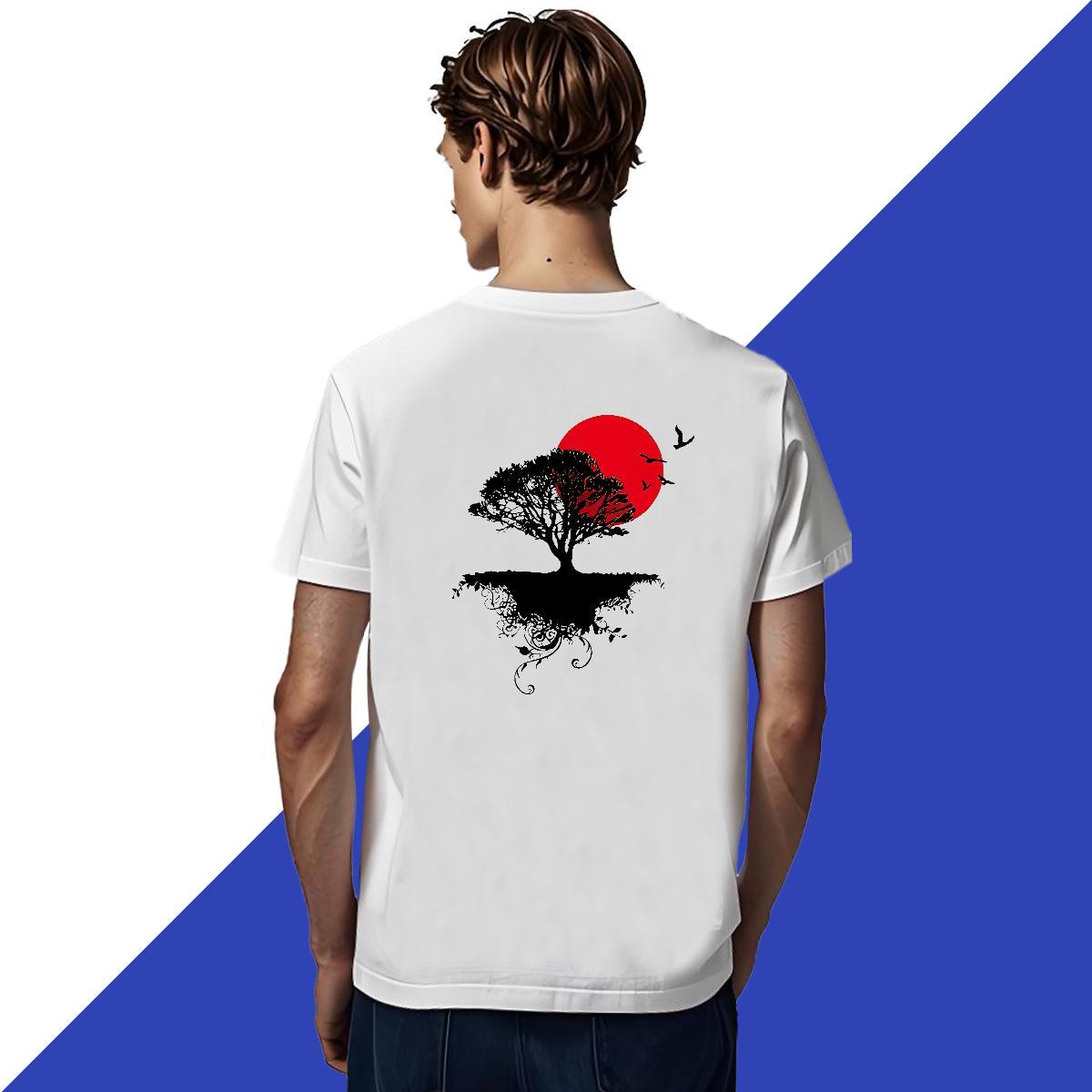 Free Shipping Men Clothes T-Shirt 230g Pure Cotton Daily Outfit sun Graphic O-Neck Short Sleeve Customized T Shirt For Man Tops Shirt