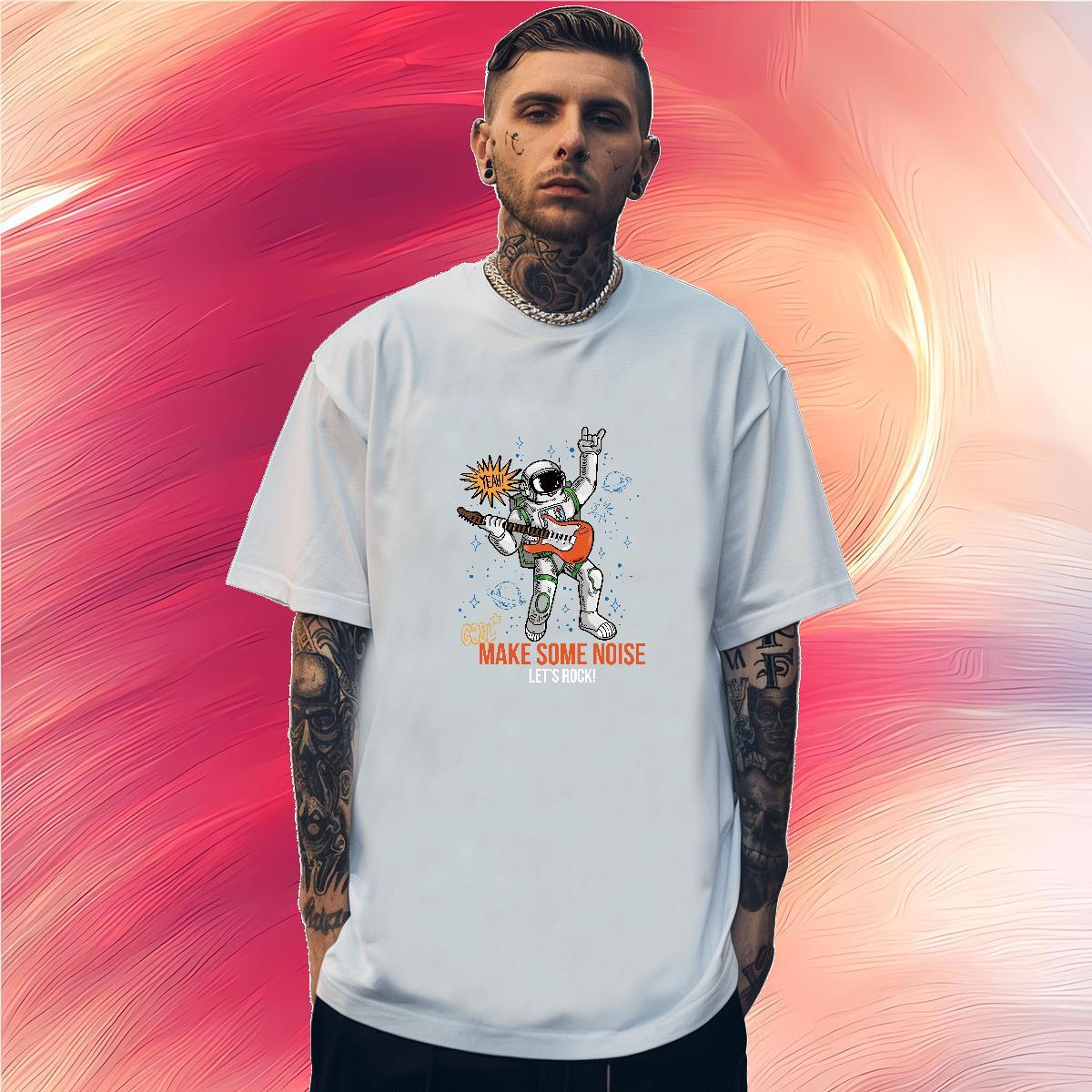 T Shirt For Man 230g 100% Cotton cosmonaut Street Crew Neck Custom Printed Men Tshirts Fashion Popular Tops Tees