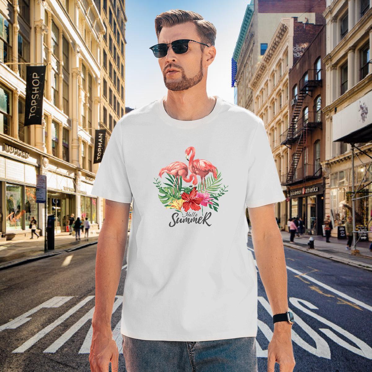 T-Shirts for Men 100% Cotton 230g bird Outdoor Breathable Crew Neck Anime Men Clothes T-Shirt 2024 DIY Loose Fit Tops Tees