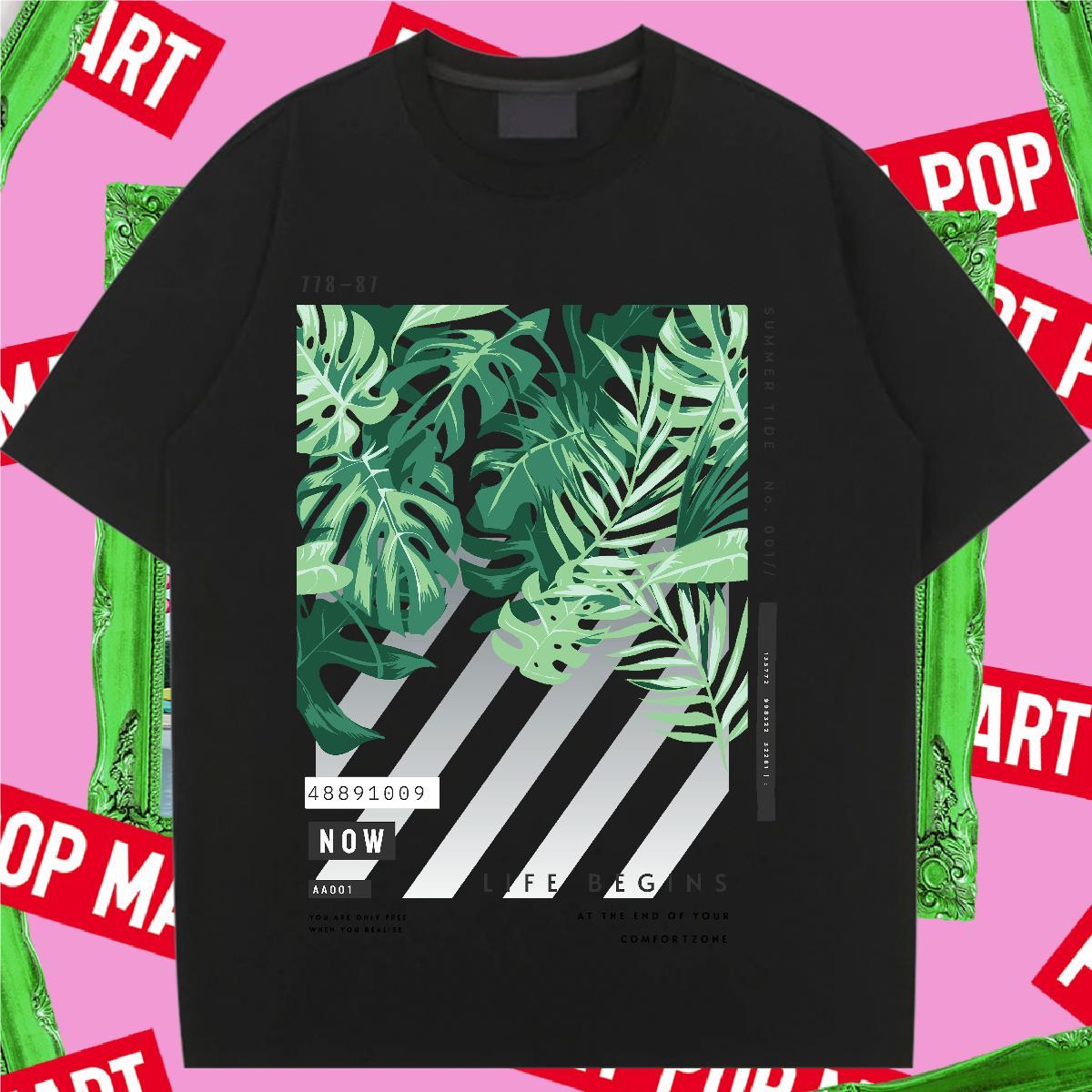 5A T Shirts Women Short sleeve Soft Women Tshirts Cartoon Anime tree Beach 230g 100% Cotton Fashion Clothes