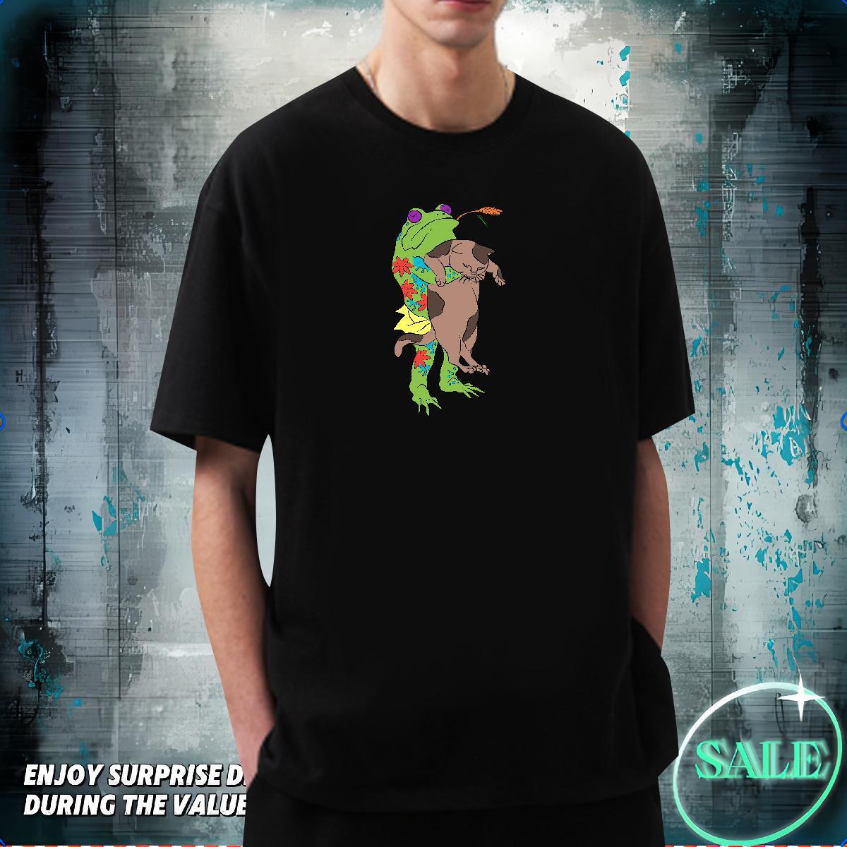 2024 Designer Man T Shirts 230g Cotton Frog Daily Outfit Tops Tees Short Sleeve Soft Unisex Men Tshirts Custom Anime