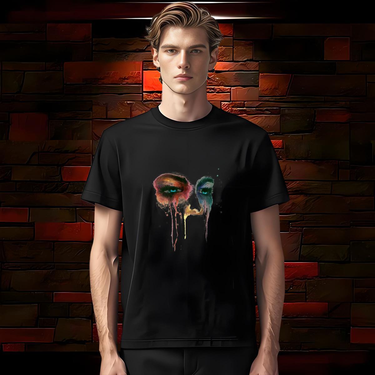 Men T Shirts 230g 100% Cotton painting Daily Outfit Breathable Crew Neck Anime Couples T Shirts Wholesale Loose Fit Tops