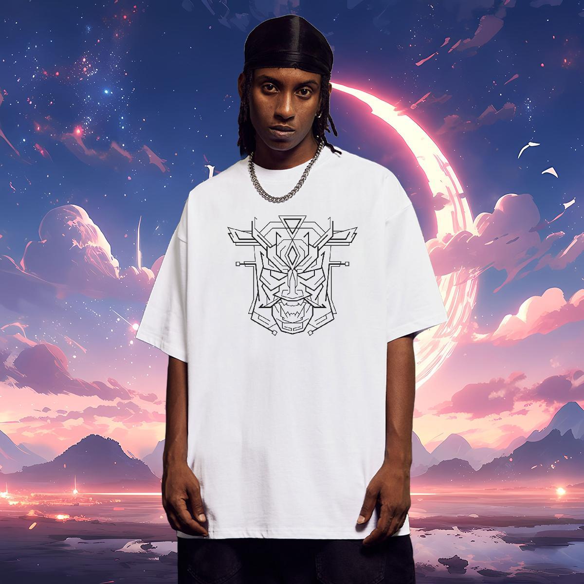 T shirt 230g Cotton Geometric line Sport Crew Neck Breathable Plus Size Cartoon Couples T Shirts Fashion Design Loose Tops Tees