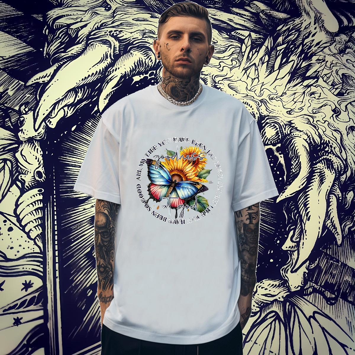 Wholesale Tshirts 100% Cotton 230g Anime Printing Street Butterfly Black White Breathable Customized Mens T Shirts Clothings