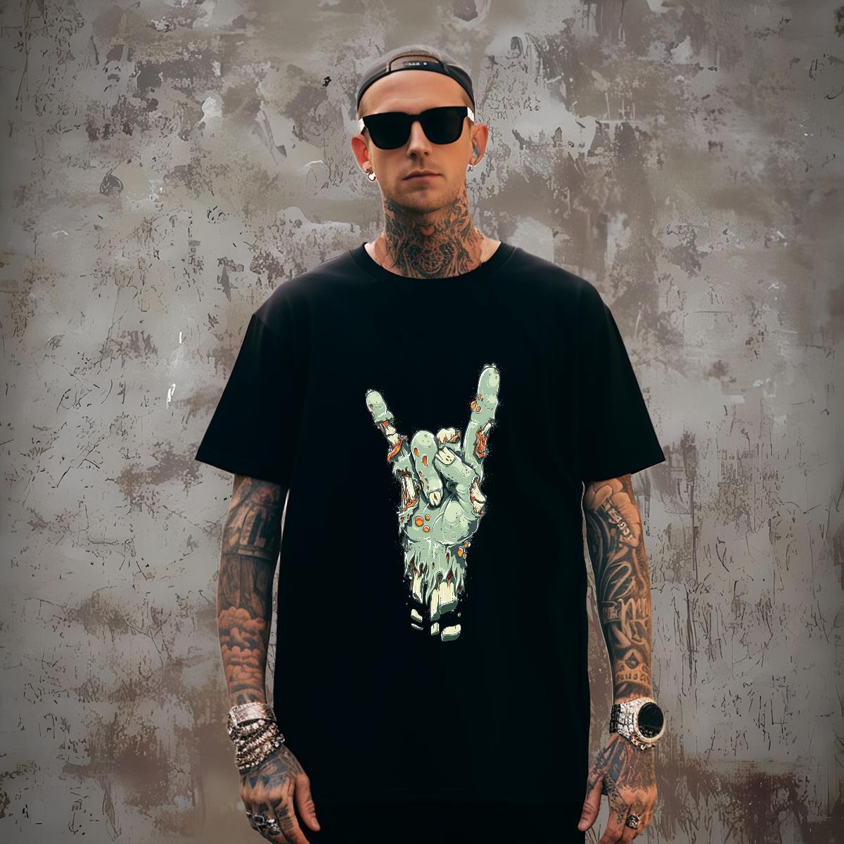 T shirt 230g Pure Cotton hands Daily Outfit Breathable Black Oversized Men Tops Tees Fashion Casual Classic Tee Shirt