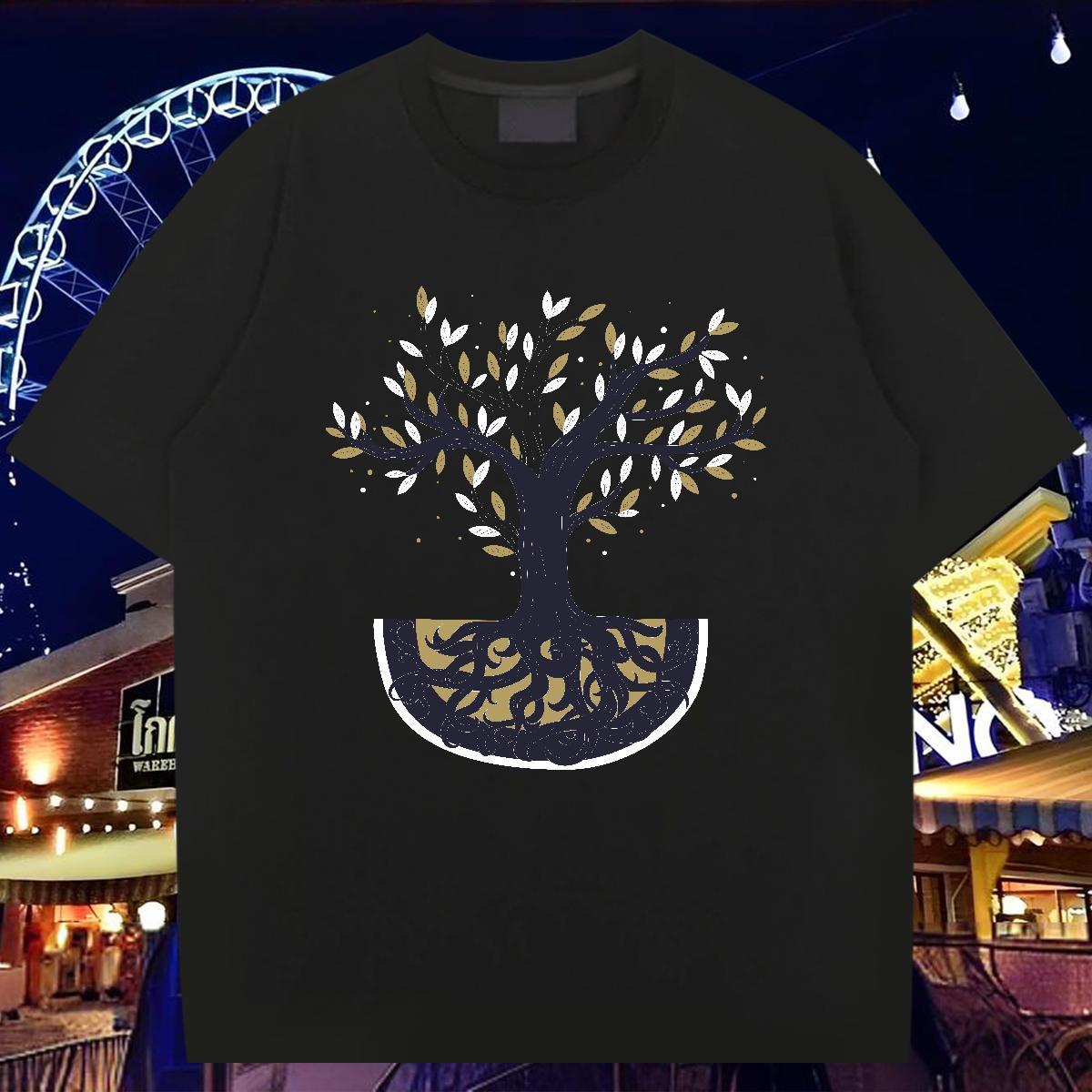Classic Casual T-Shirts 230g Cotton tree Street Polos Pure Cotton High Quality Men Clothes T-Shirt Custom Big Size