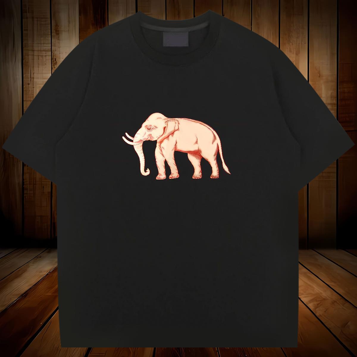 Brand T shirt 100% Cotton 230g elephant Beach Tshirts Crew Neck Breathable Comfortable Mens Tshirts White Plus Size