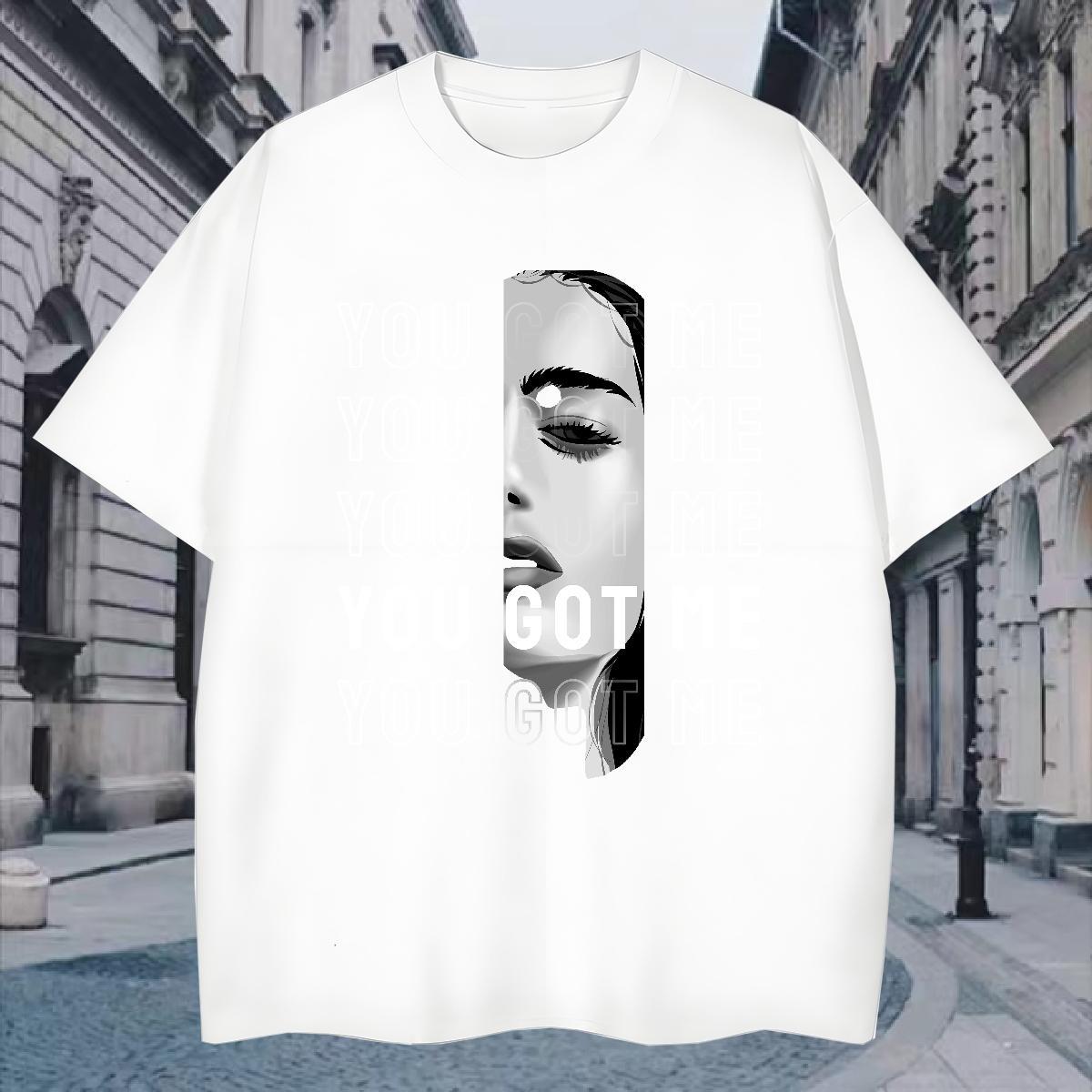 T Shirts Men 230g 100% Cotton portrait High Street Hip Hop O Neck Short Sleeves Oversized 4XL Mens Tshirts Stylist Popular Tops Tees