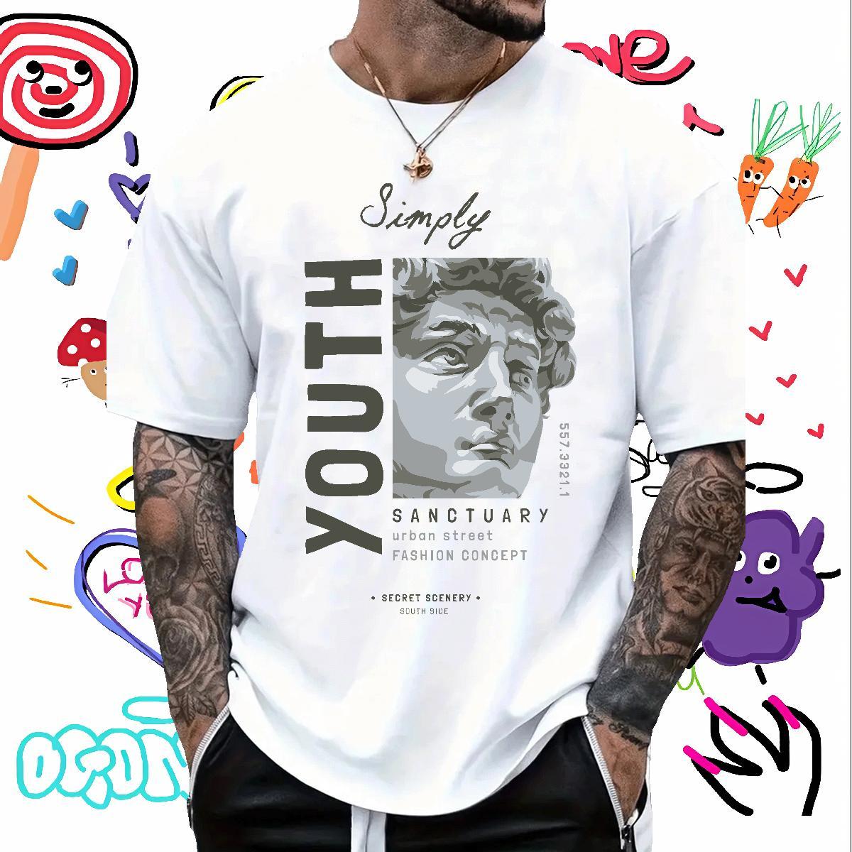 Men T Shirts 230g Cotton Statue of David Street Breathable Short Sleeve Customized Print Couples T Shirts 2024 DIY Wholesale Tshirts