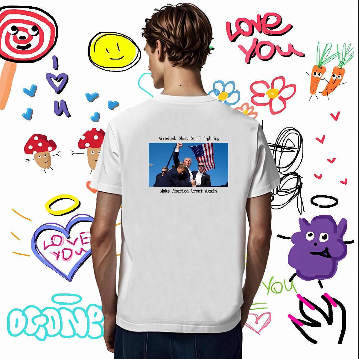 Classic Couples T Shirts 230g Pure Cotton presidential election T shirt Anime Printing Street Breathable Short Sleeve Oversized Fashion Tops Shirt