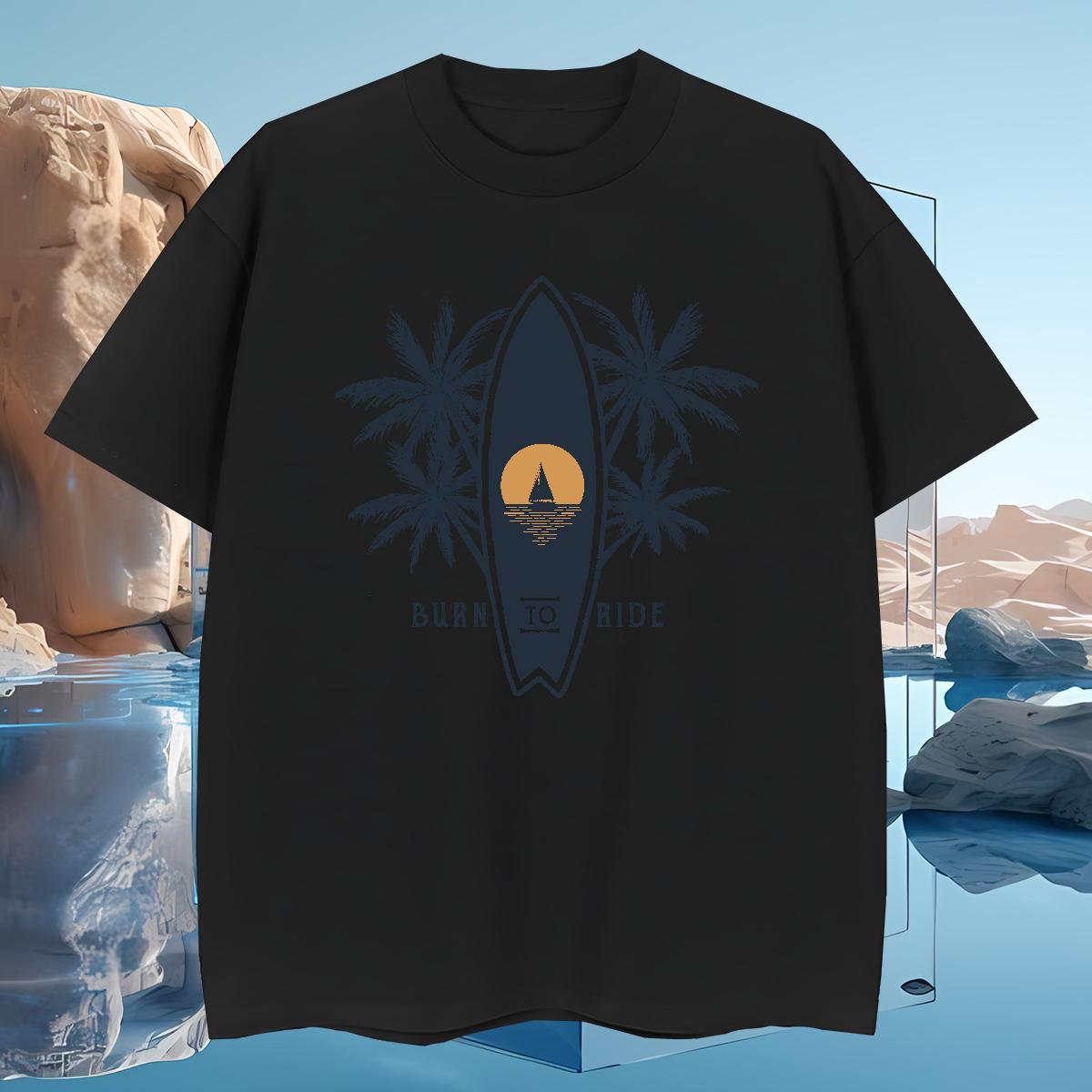 T Shirts Men 230g Pure Cotton sea Street Crew Neck Breathable Oversized 3XL 4XL Mens Tshirts 2024 Cool Design Tops Tees