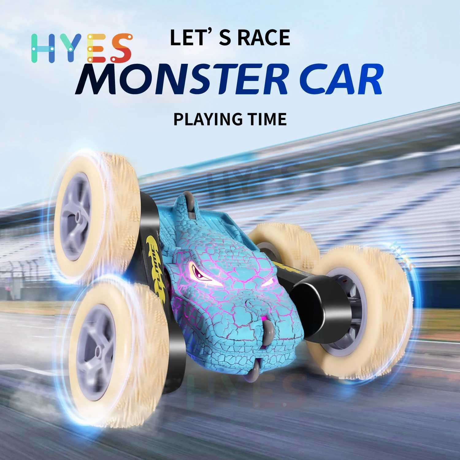 Free shipping Sudden Dinosaur RC Stunt 2.4G 5WD High Speed Double sided Tumbl Drift LED Light Remote Control Car Toy Children Adult Gift