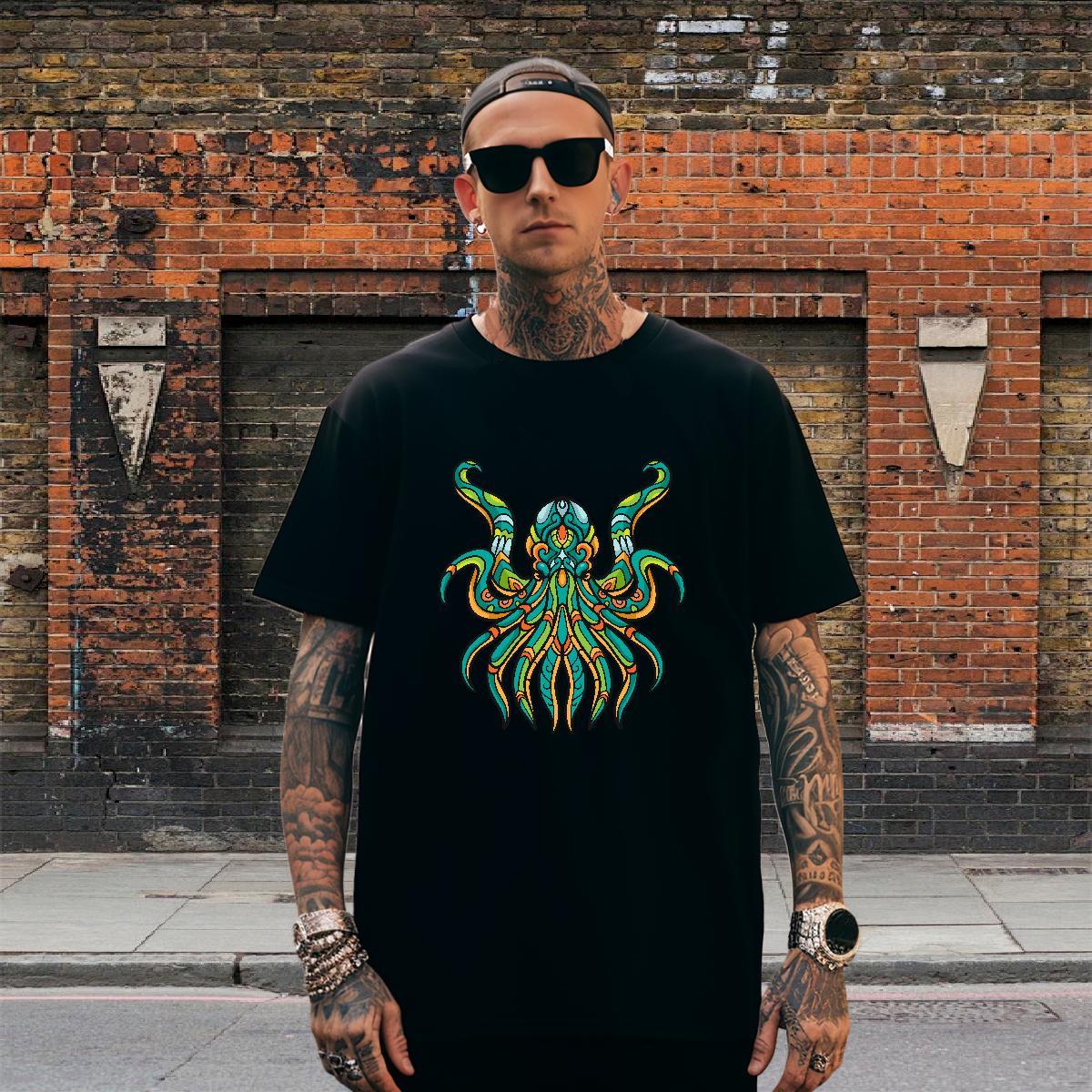 Loose Couples T Shirts 230g Pure Cotton Anime Printing Street octopus DIY Anime Breathable Soft New Designer T Shirts Men Tshirts