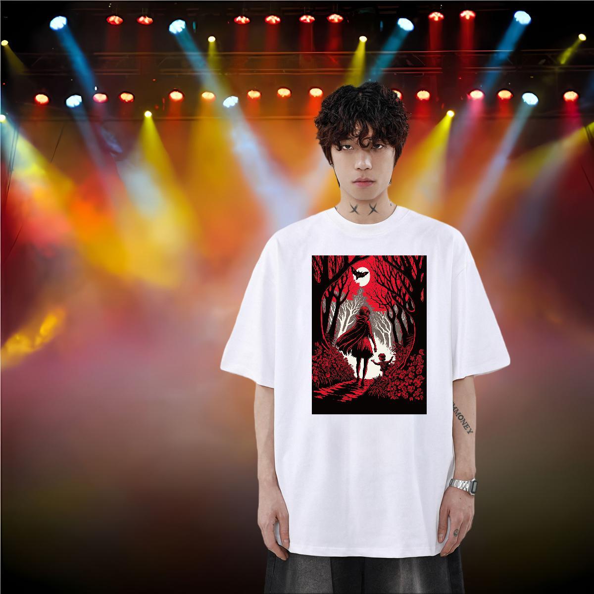 Casual New Men T Shirts 100% Cotton 230g wolf Hip Hop Street Tshirts Breathable Short Sleeve TOP Quality Men Tees Custom Big Size