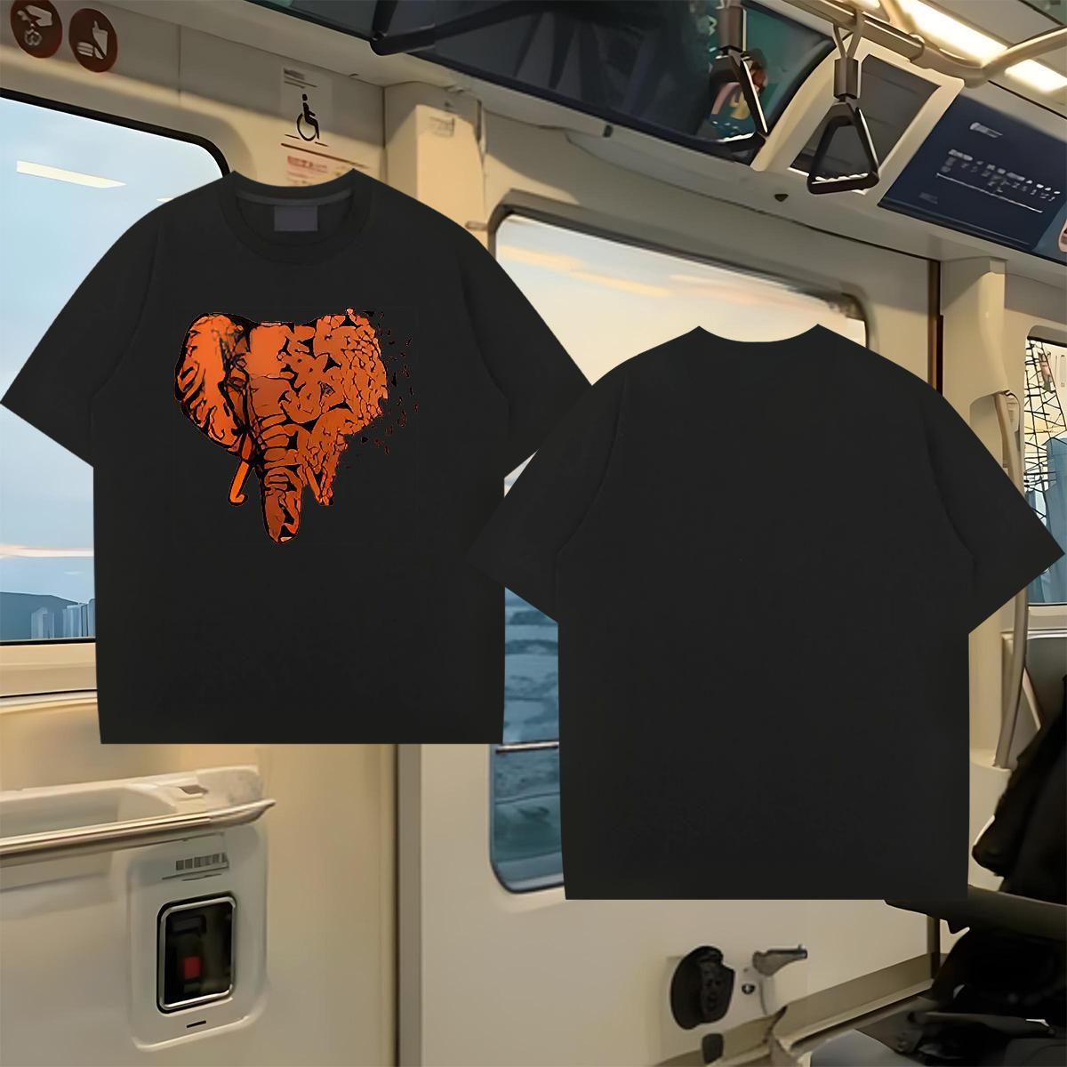 Designer Fashion Mens T Shirts 230g Pure Cotton Elephant Spring Summer Tops Shirt Breathable Short Sleeve High Quality Tshirts White Plus Size