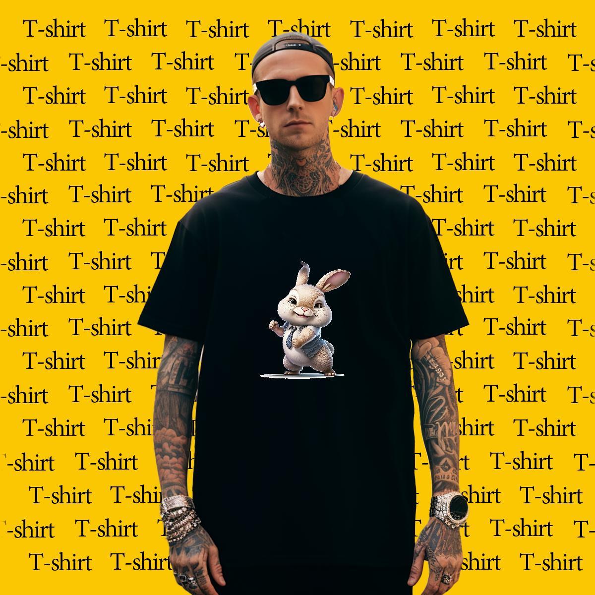 Men T Shirts 230g Cotton rabbit Spring Summer Breathable Short Sleeve Oversized 3XL 4XL Men Tops Tees 2024 Summer Loose Tshirts