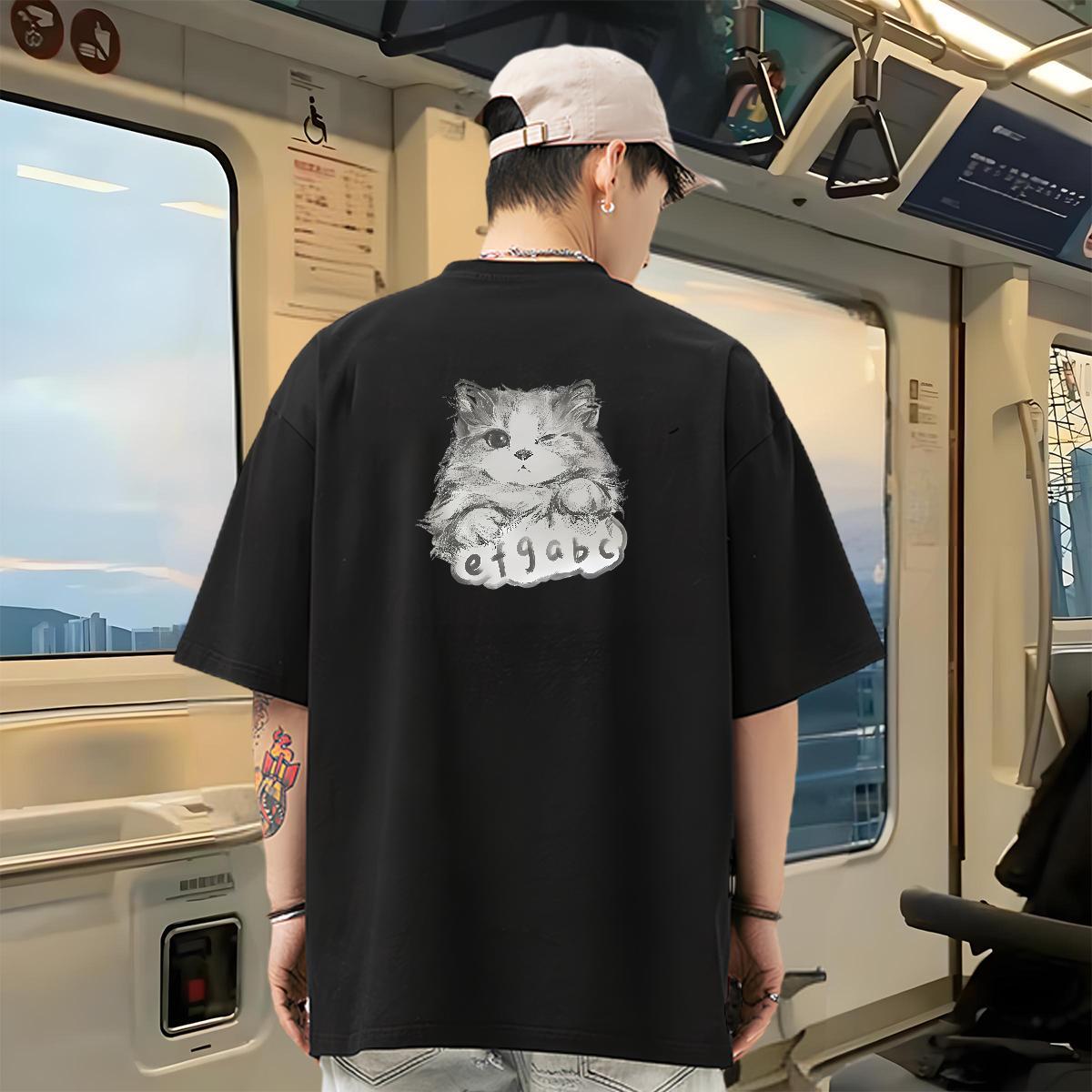 Brand T Shirt For Man 230g Pure Cotton cute Hip Hop Street Tops Crew Neck Wholesale Men Tshirts Custom Print Plus Size