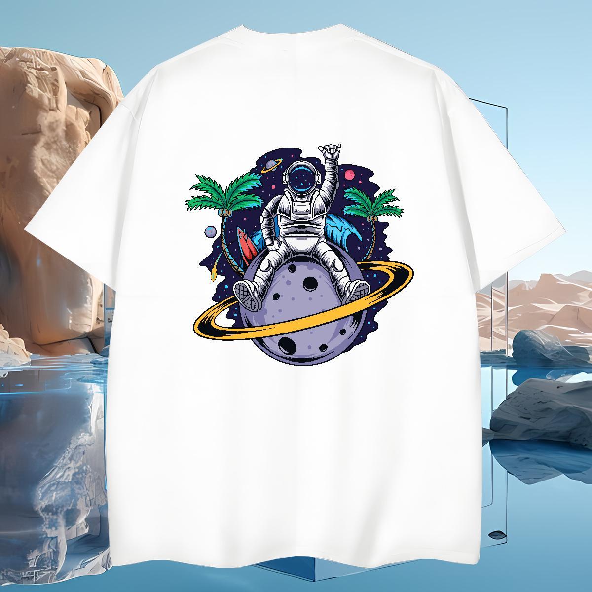 Mens T Shirts 230g 100% Cotton universe Sports Casual Breathable Crew Neck Oversized 4XL Tshirts Designer Free Shipping Top Tees