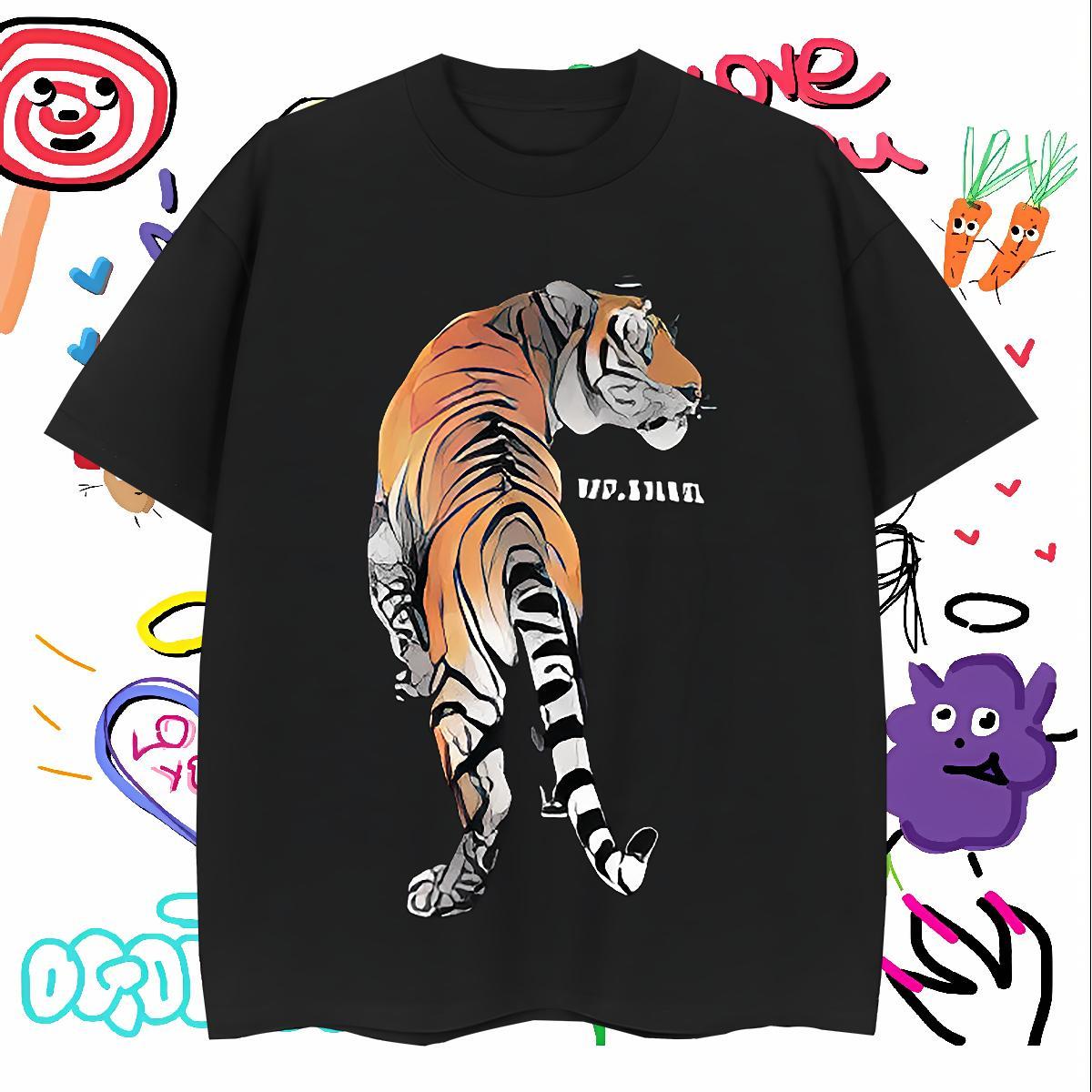 Stylist T Shirt For Man 230g Cotton tiger Beach Wear Breathable Free Shipping Tshirts Oversized 4XL