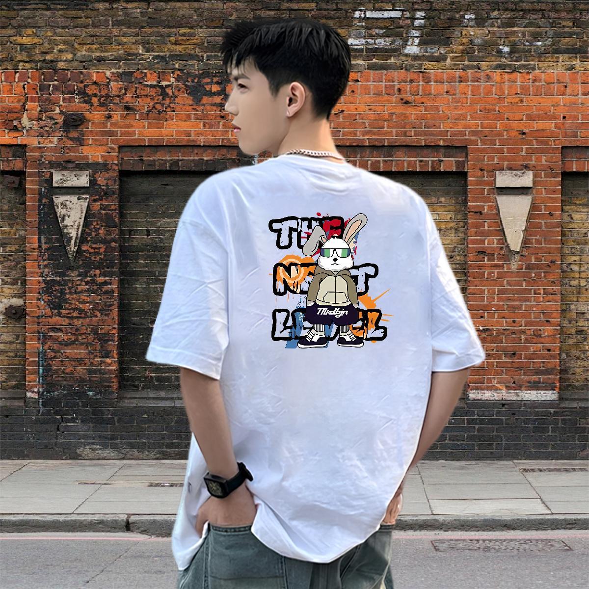 New Designer T shirt 230g 100% Cotton rabbit Street wear Hip Hop Tops Short Sleeve O-Neck Cool Men Clothes T-Shirt Custom Cartoon