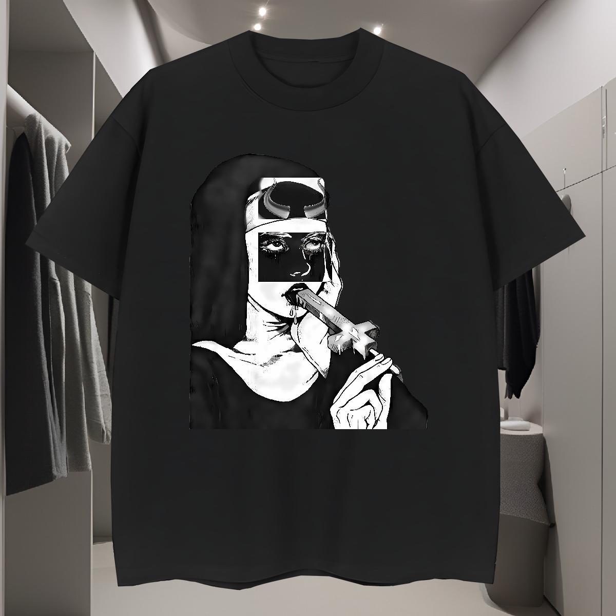 T shirt 100% Cotton 230g nun Summer Casual Breathable Short Sleeve Oversized Men Tops Tees DIY Unisex Clothes