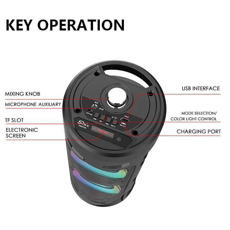 ZQS4239 Outdoor Bluetooth Speakers Wireless Column High Power Stereo Portable Subwoofer with Microphone for Family Party KaraokeM240806