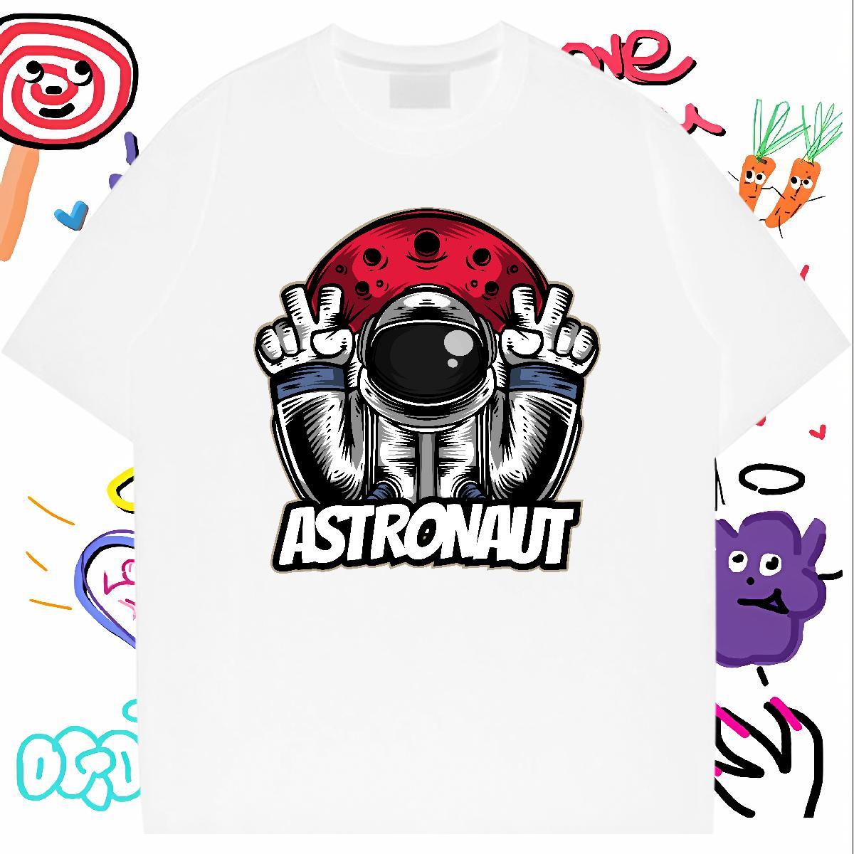 T-Shirts for Men 230g 100% Cotton cosmonaut Street Wear Pure Cotton DIY Printed Tshirt for Man Woman 2024 DIY Designer Tops Tees