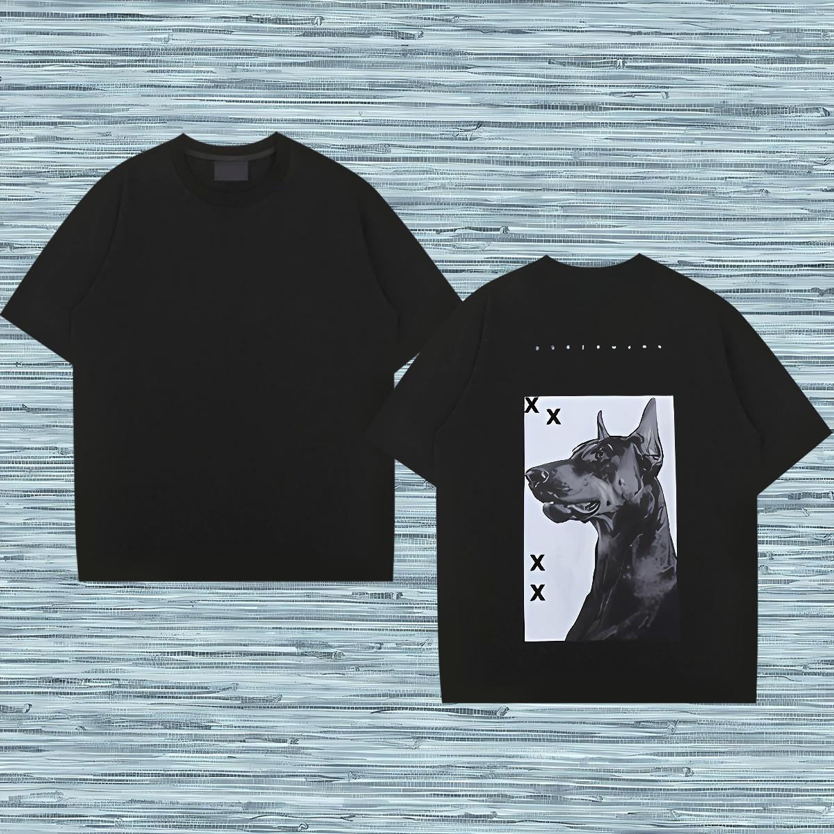Fashion New Men T Shirts 230g Cotton dog Beach Tshirts Breathable Short Sleeve Free Shipping Tshirt for Man Woman Black Oversized