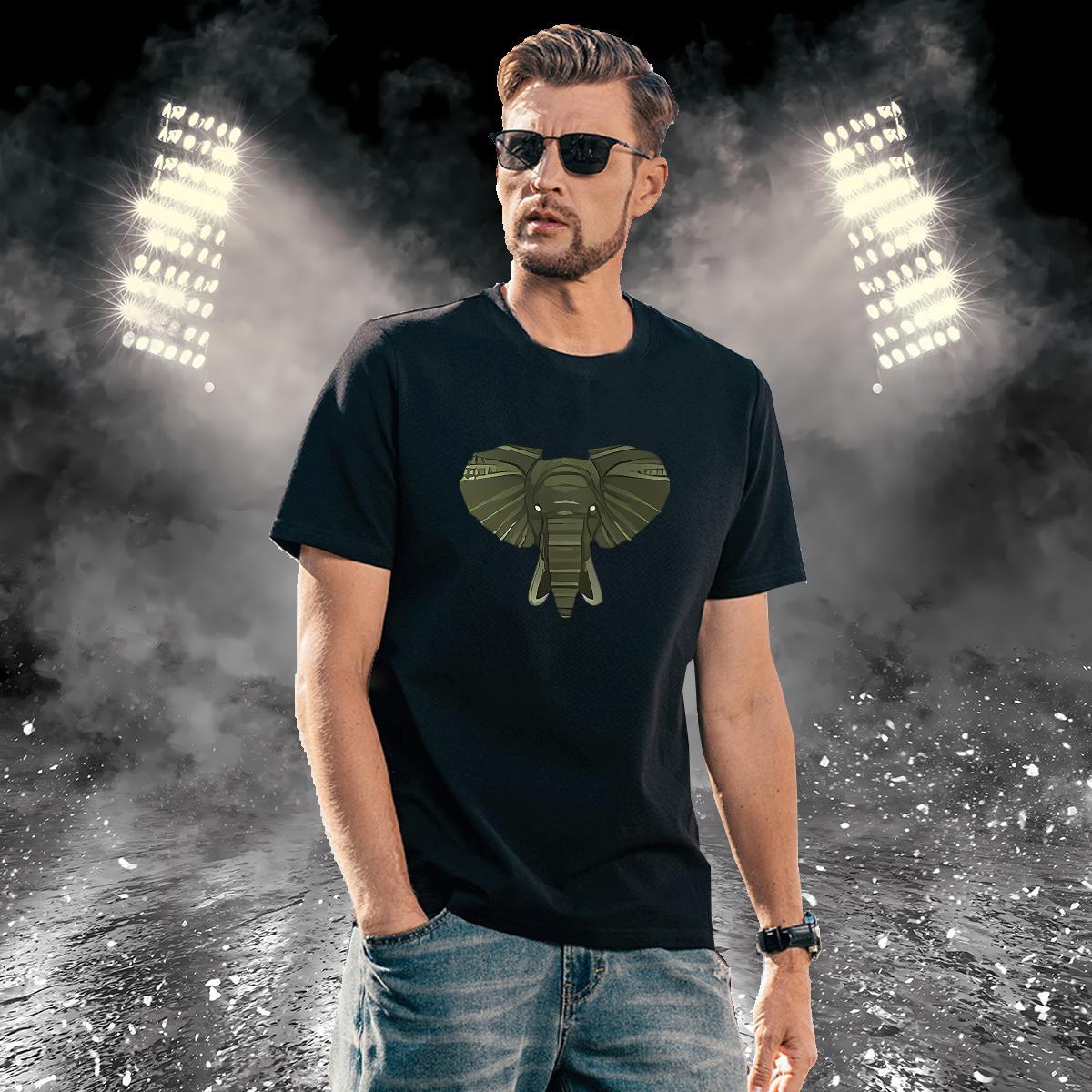 Loose Fit Couples T Shirts 230g Cotton Elephant Men T Shirts Casual Beach Short Sleeve Soft Custom Anime DIY Customized Clothes