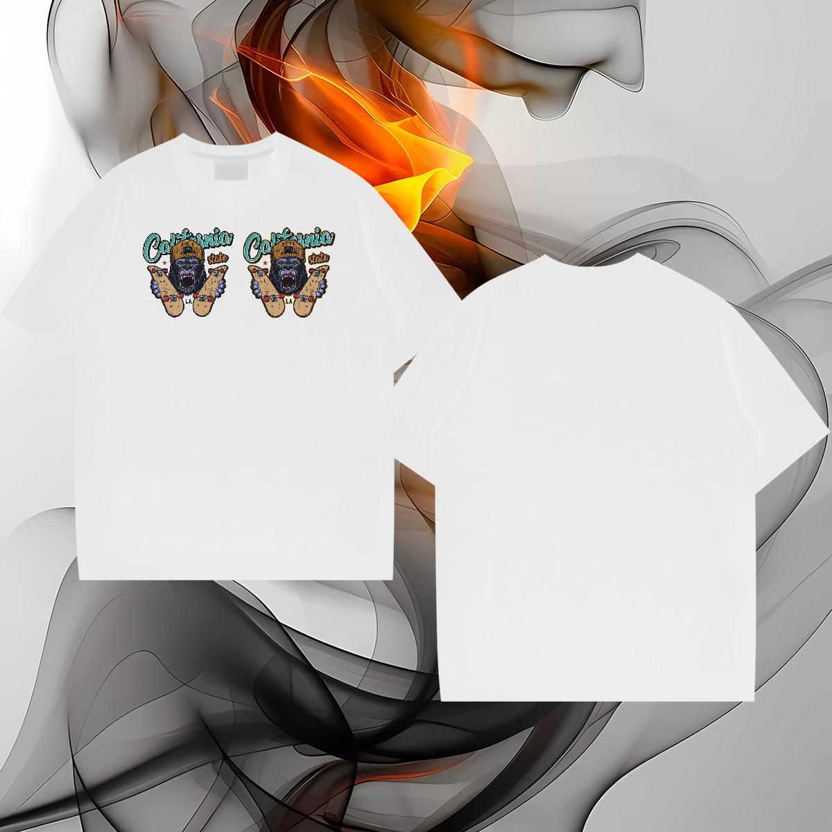 Casual New Man T Shirts 230g 100% Cotton chimpanzee Casual Daily Wear Polos Round Neck Short Sleeve High Quality Men Clothes T-Shirt Oversized 4XL