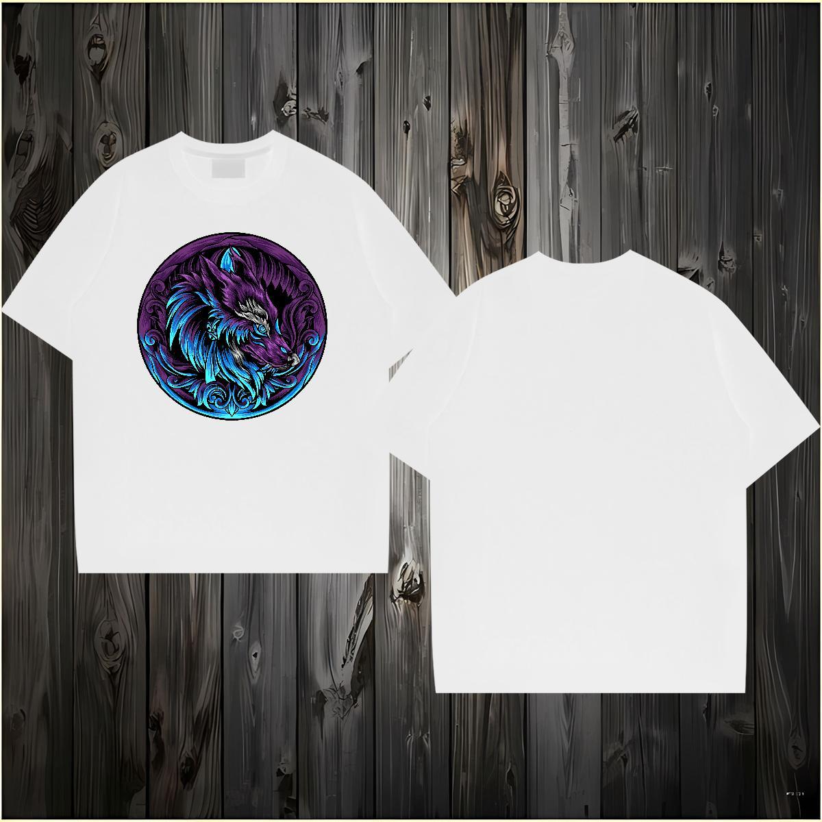2024 Designer T shirt 230g 100% Cotton wolf Beach Top Tees Breathable Crew Neck High Quality Tshirt for Man Woman Custom Printing